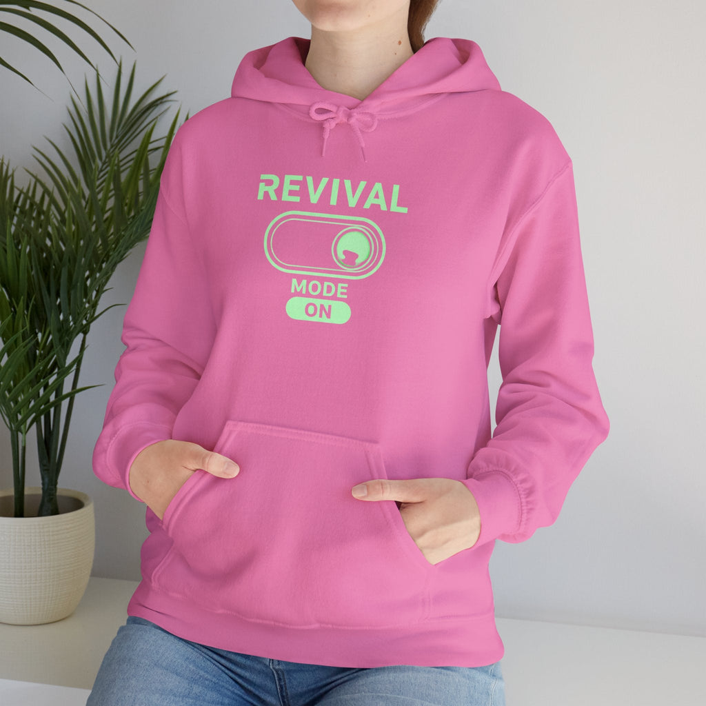 🔥 Revival Mode: ON – Christian Techwear Hoodie | Glowing Green Faith Switch | Futuristic Jesus Shirt | Activate Your Spiritual Awakening | Uplifted Gear Printify