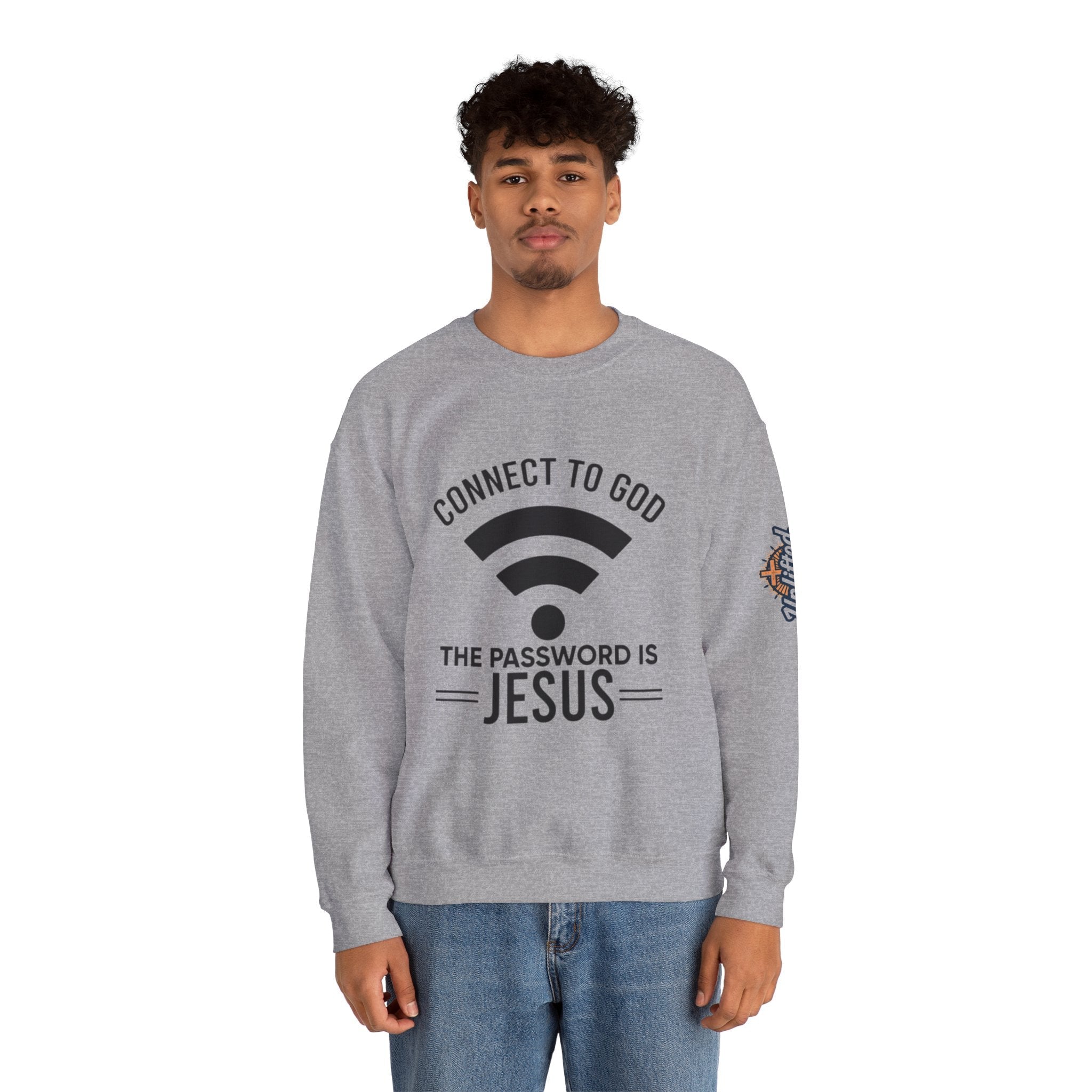 Connect to God Sweatshirt - WIFI Password is Jesus - Funny Christian Faith Sweatshirt Printify