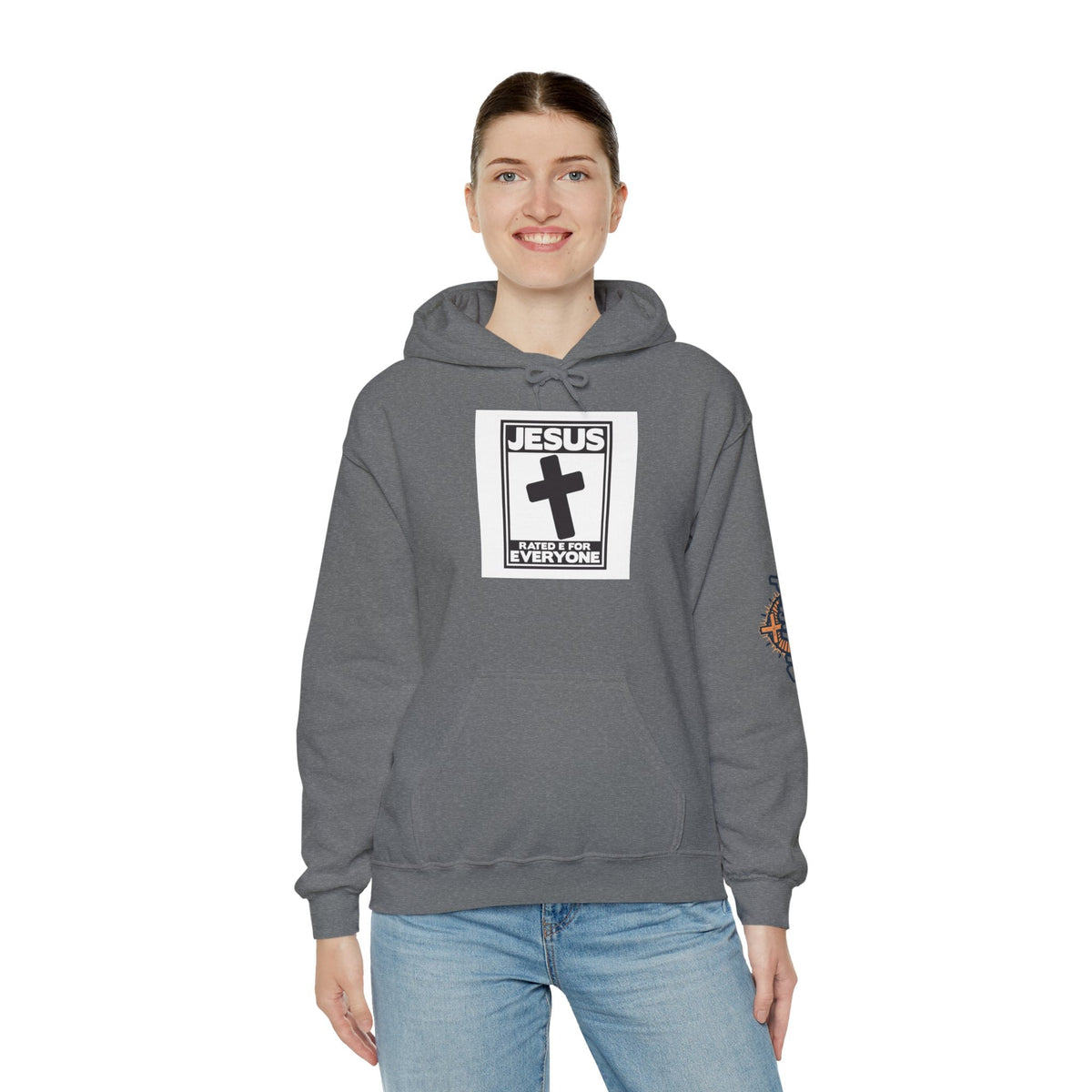 Jesus, Rated E for Everyone Hoodie - Gamer Faith Hoodie - Christian Video Game Parody Printify