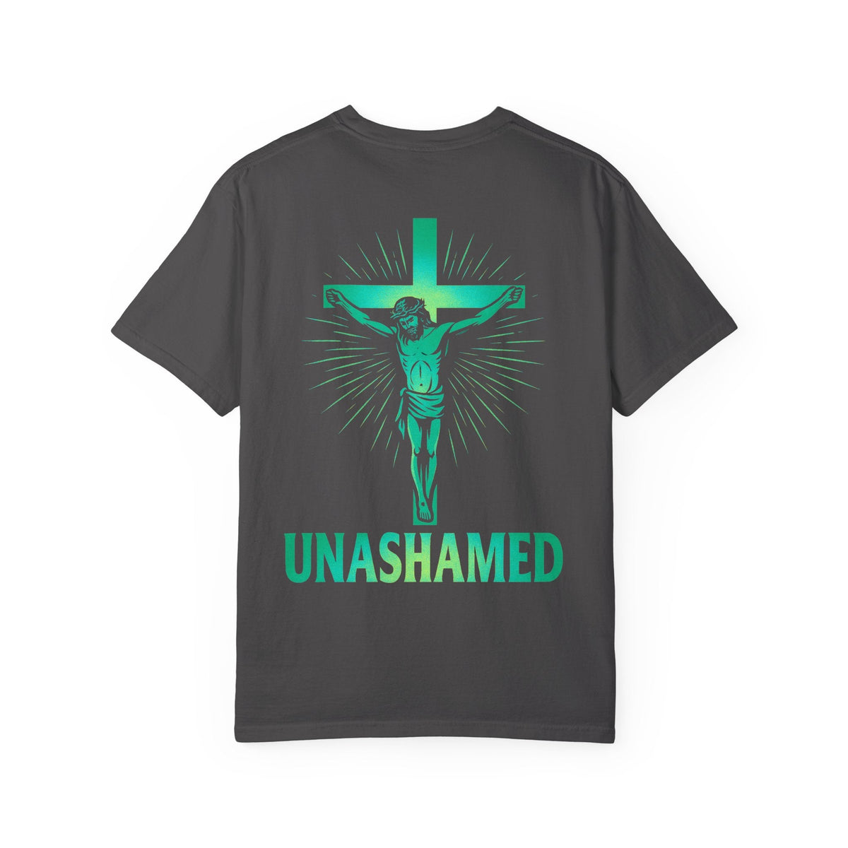 Unashamed T-shirt – Romans 1:16 Crucifixion Christian t-shirt for Bold Unwavering Faith Printify