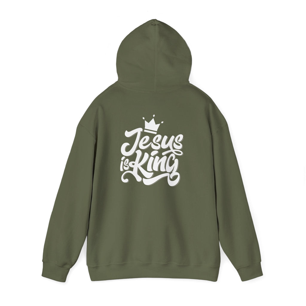 Jesus is King Hoodie – Bold Crown & Cross Christian Sweatshirt for Eternal Reign & Cozy Faith Printify