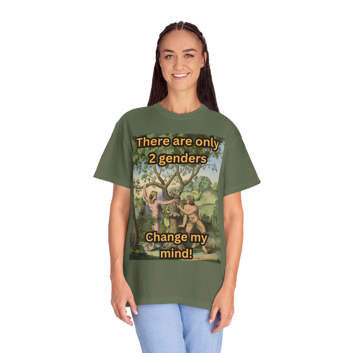 There Are Only 2 Genders T-Shirt – Adam & Eve Cross Christian Tee for Bold Faith Printify