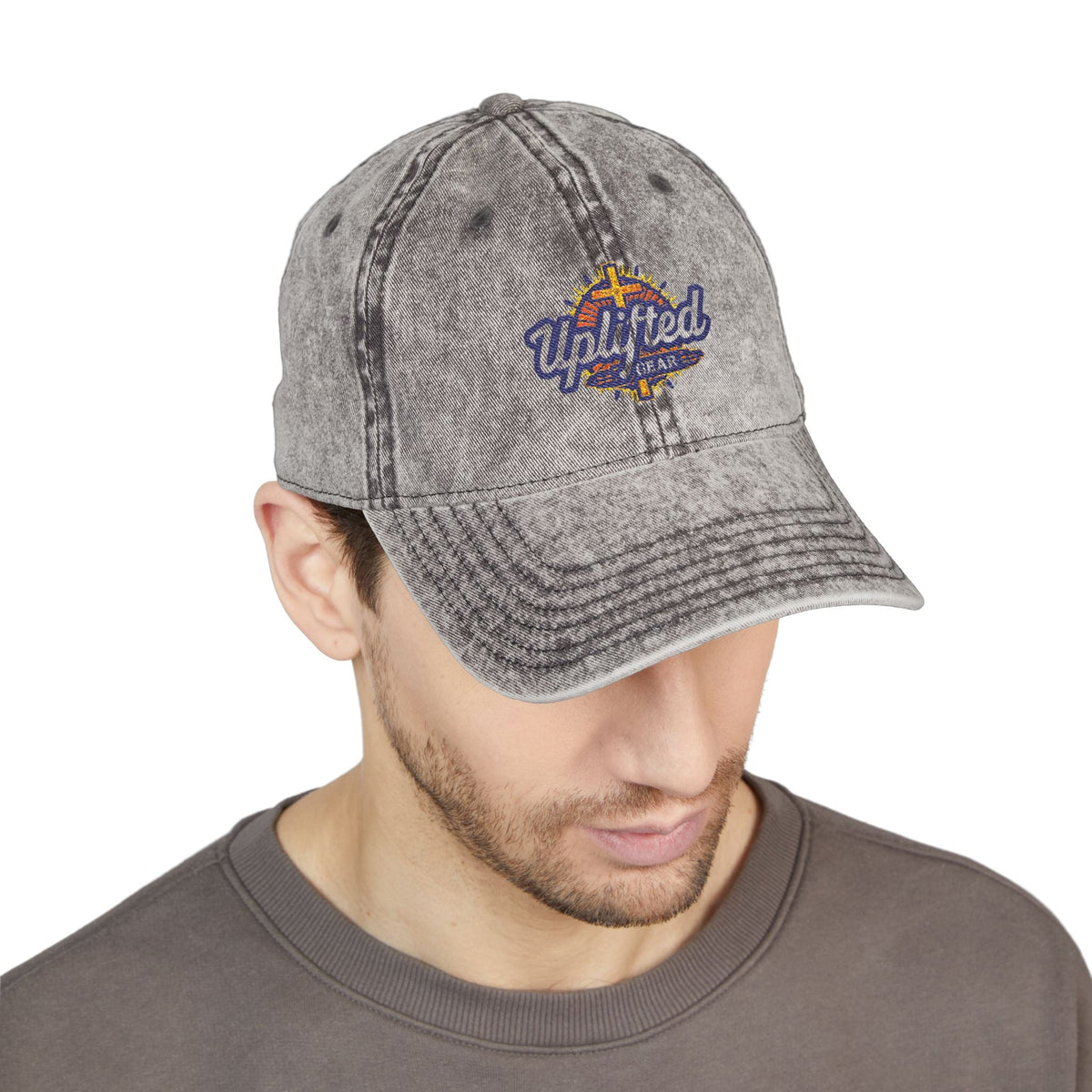 Uplifted Gear Embroidered Christian Hat – Bold Faith Cap for Inspired Living Printify