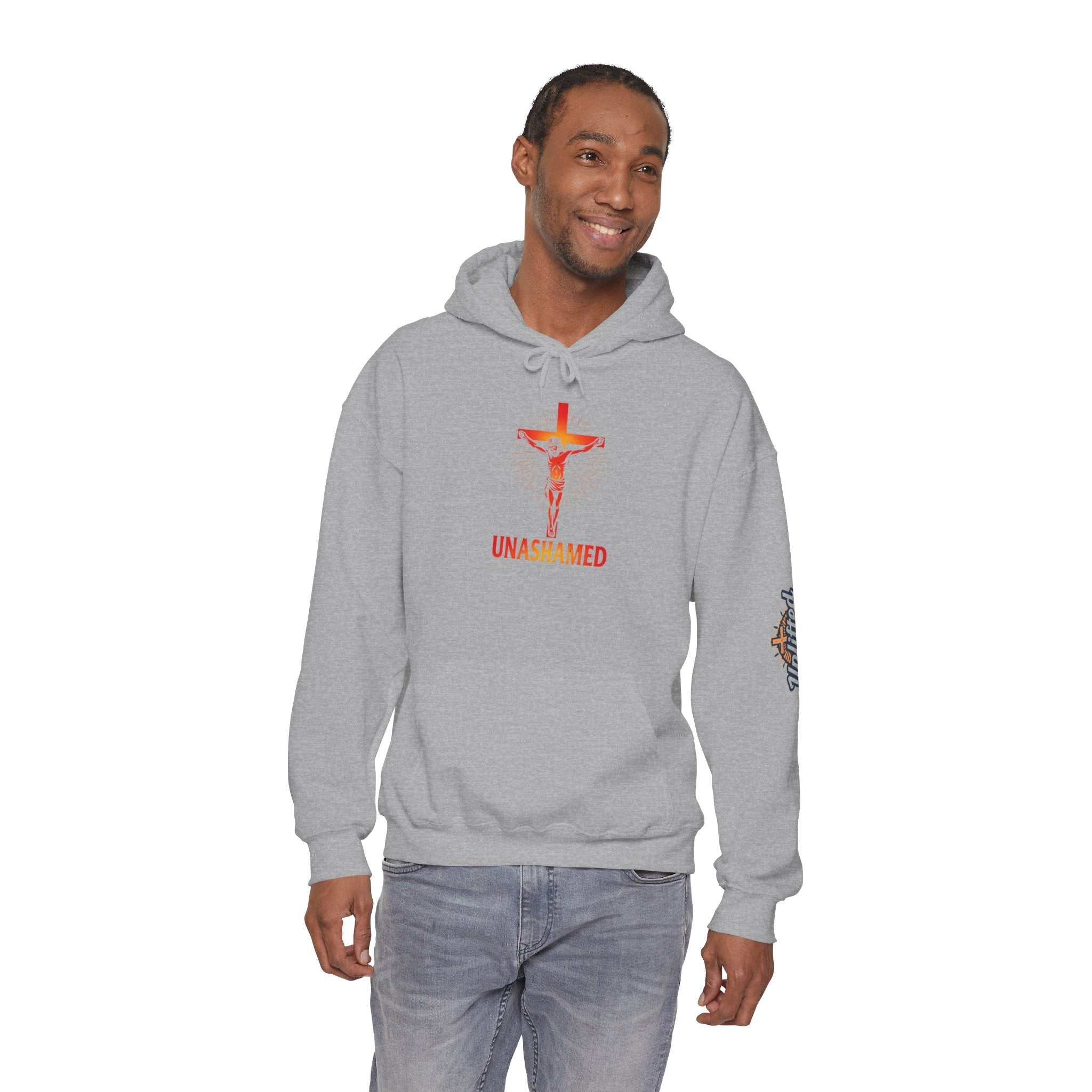 Unashamed Hoodie – Romans 1:16 Crucifixion Christian Sweatshirt for Bold Unwavering Faith Printify