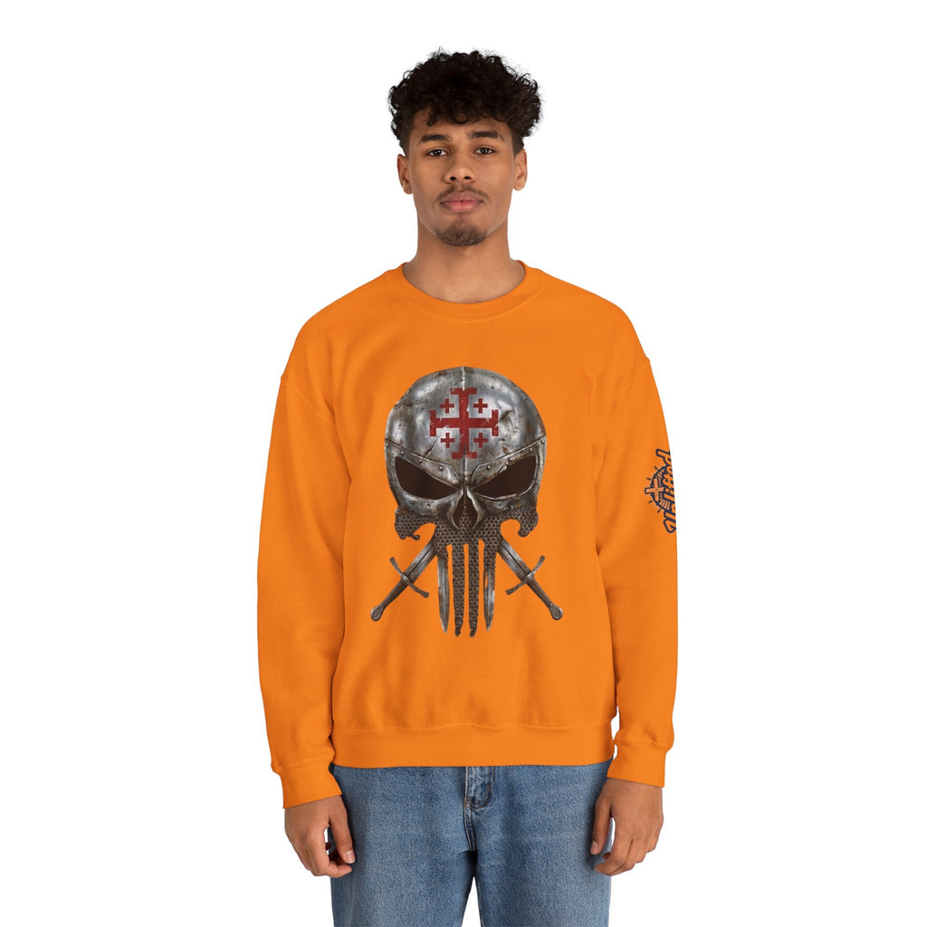 Crusader Knight Christian Skull Sweatshirt - Warrior Armor of God Sweatshirt Printify