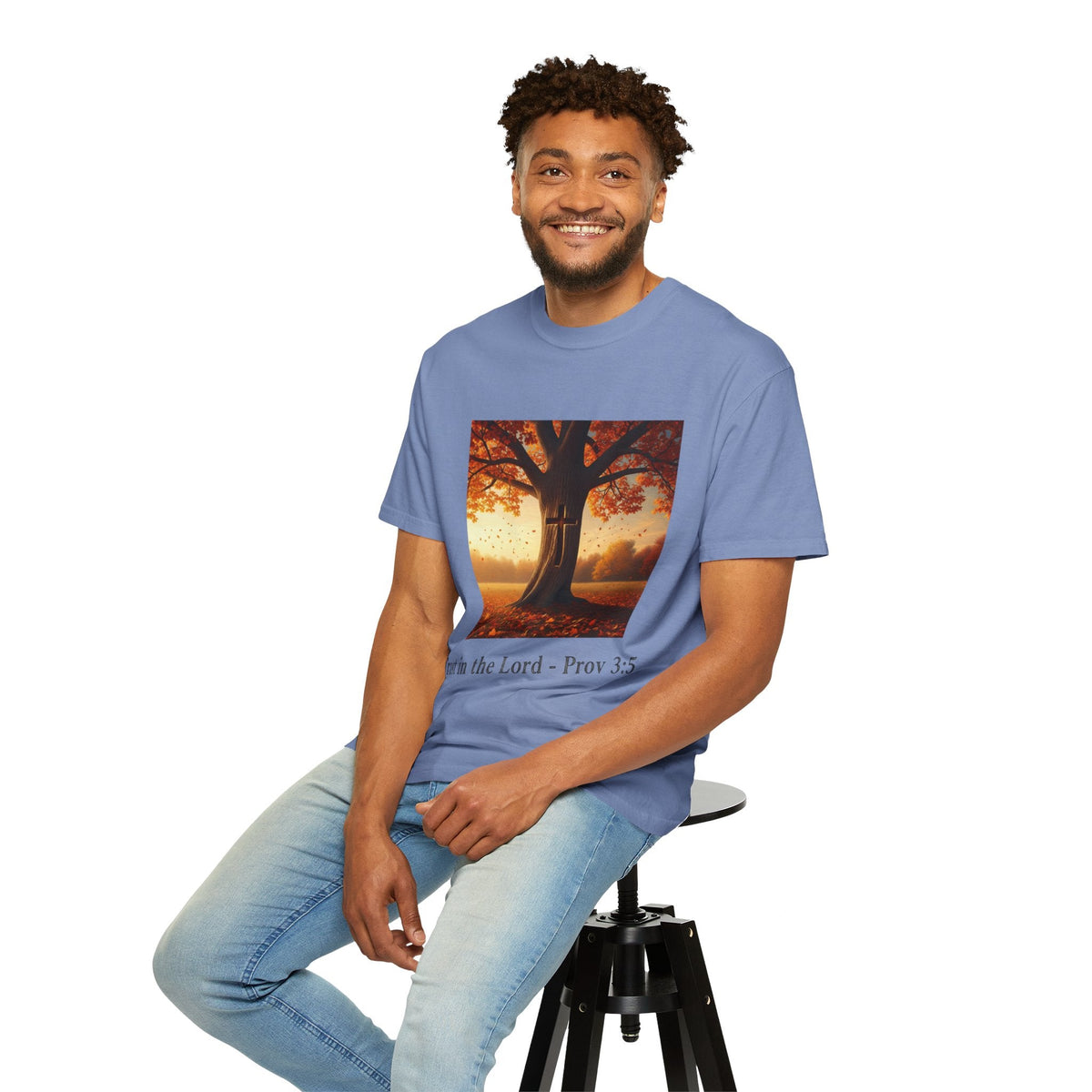 Trust in the Lord T-Shirt – Autumn Tree Christian Tee with Proverbs 3:5 Printify
