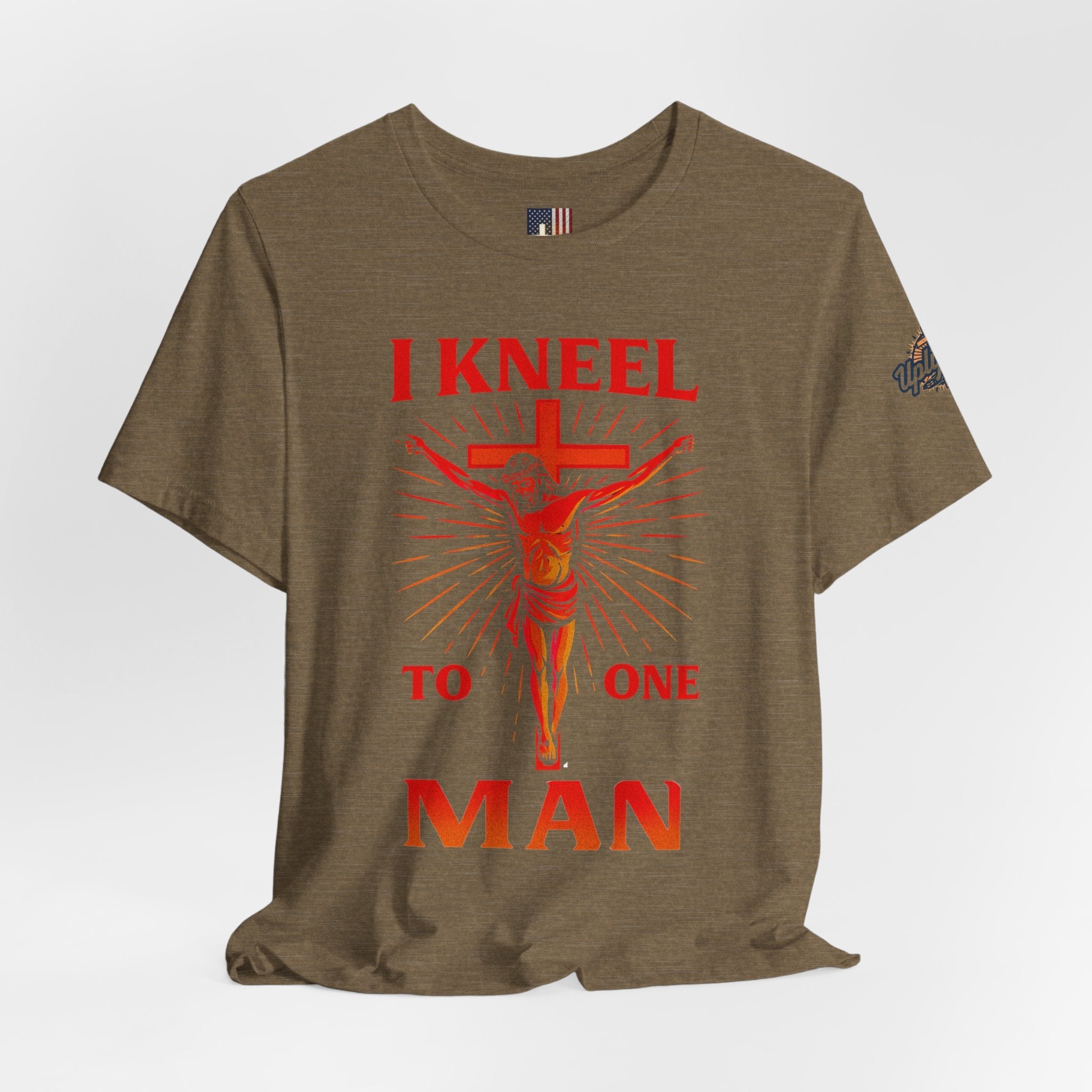 I Kneel to One Man T-shirt – Crucifixion Christian T-shirt for Unashamed Devotion & Bold Faith Printify