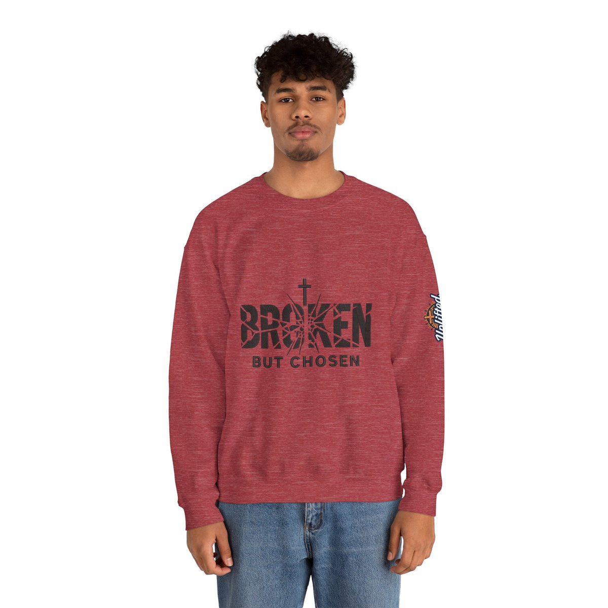 Broken But Chosen Crewneck Sweatshirt Printify