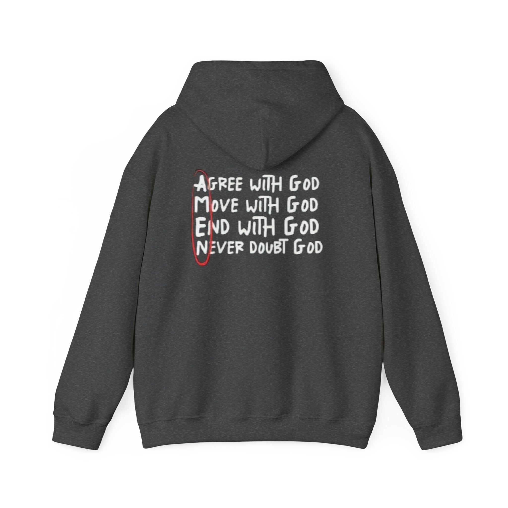 AMEN Acronym Hoodie – Agree with God Move with God End with God Never Doubt God Christian Sweatshirt for Unwavering Faith Printify