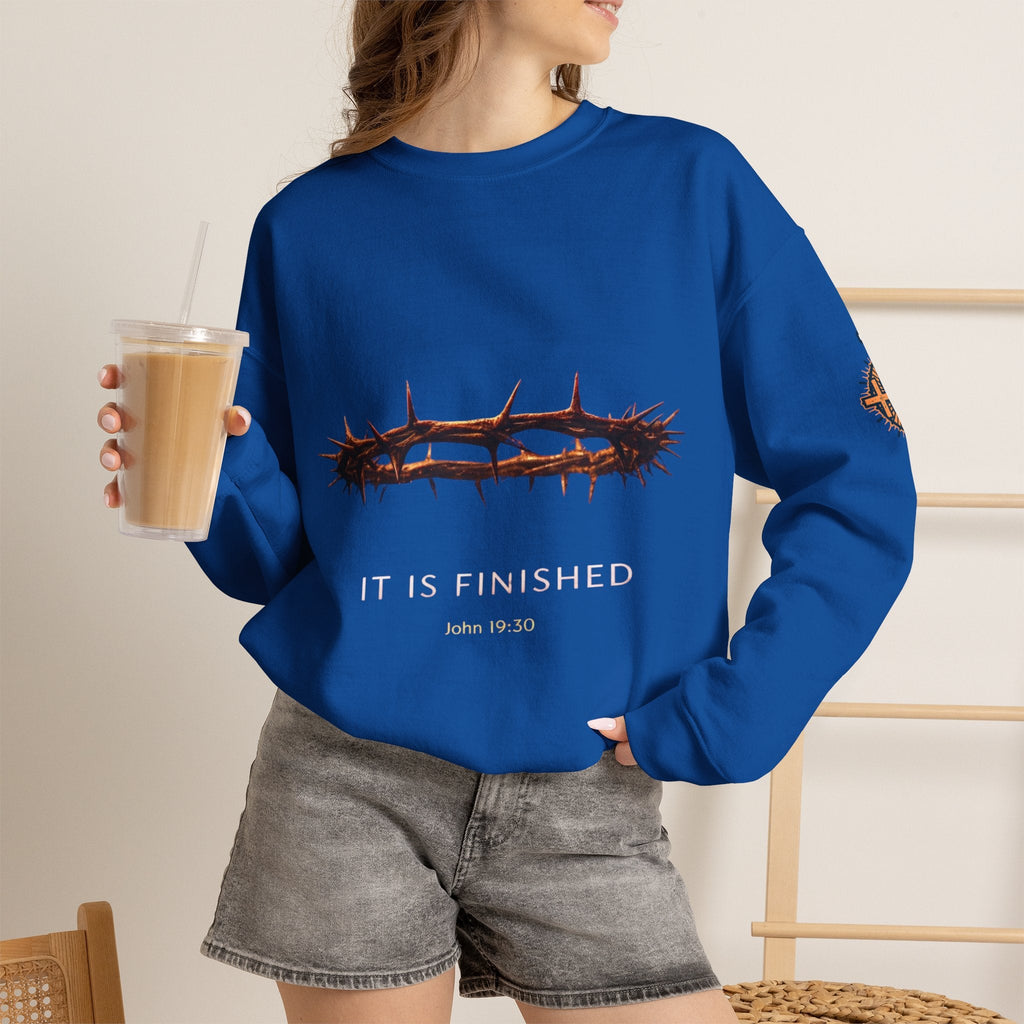 It Is Finished Crown of Thorns Sweatshirt — Christian John 19:30 Faith Sweatshirt Printify