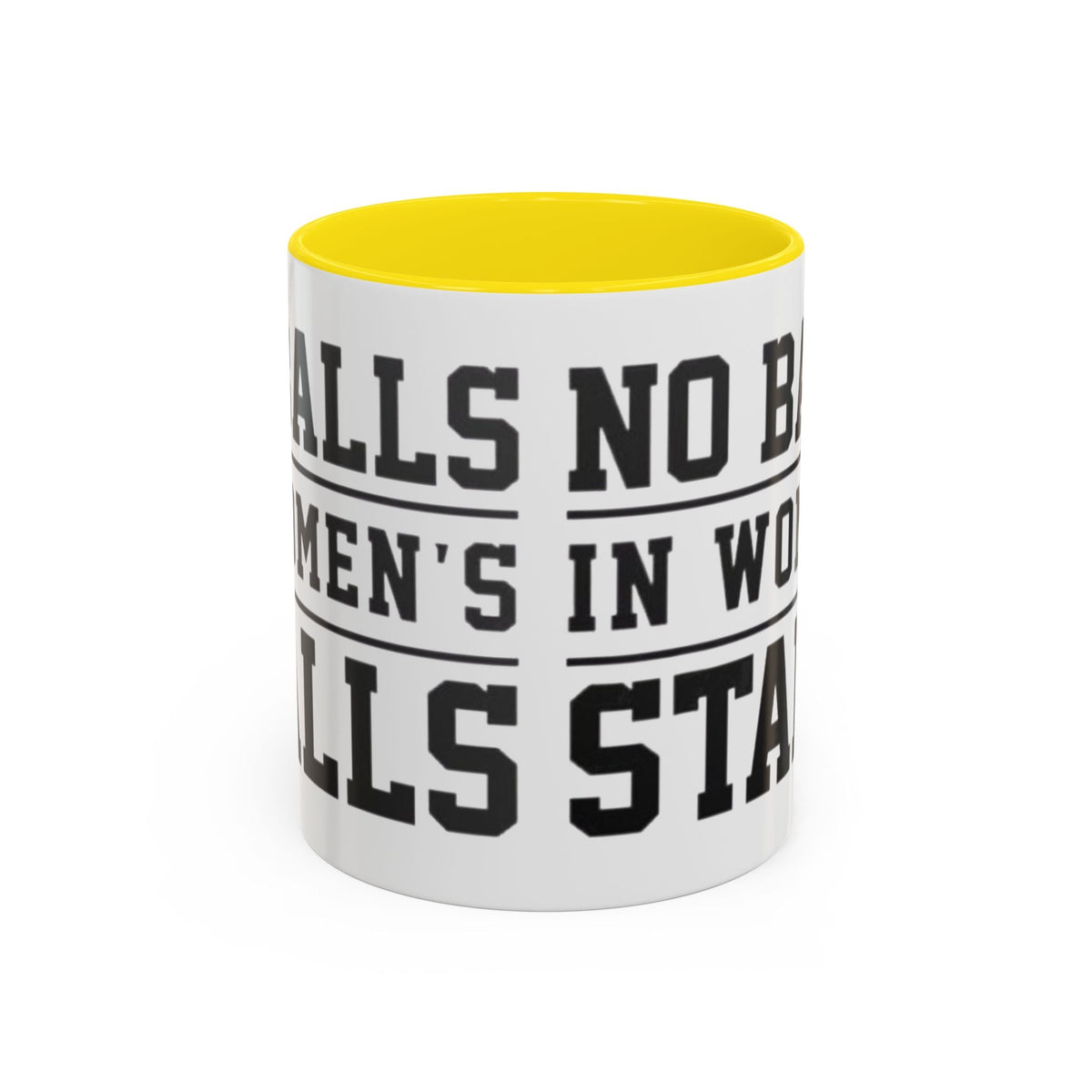 The Lord Says No Balls in Women's Stalls Accent Coffee Mug — Bold Typography 11/15oz Printify