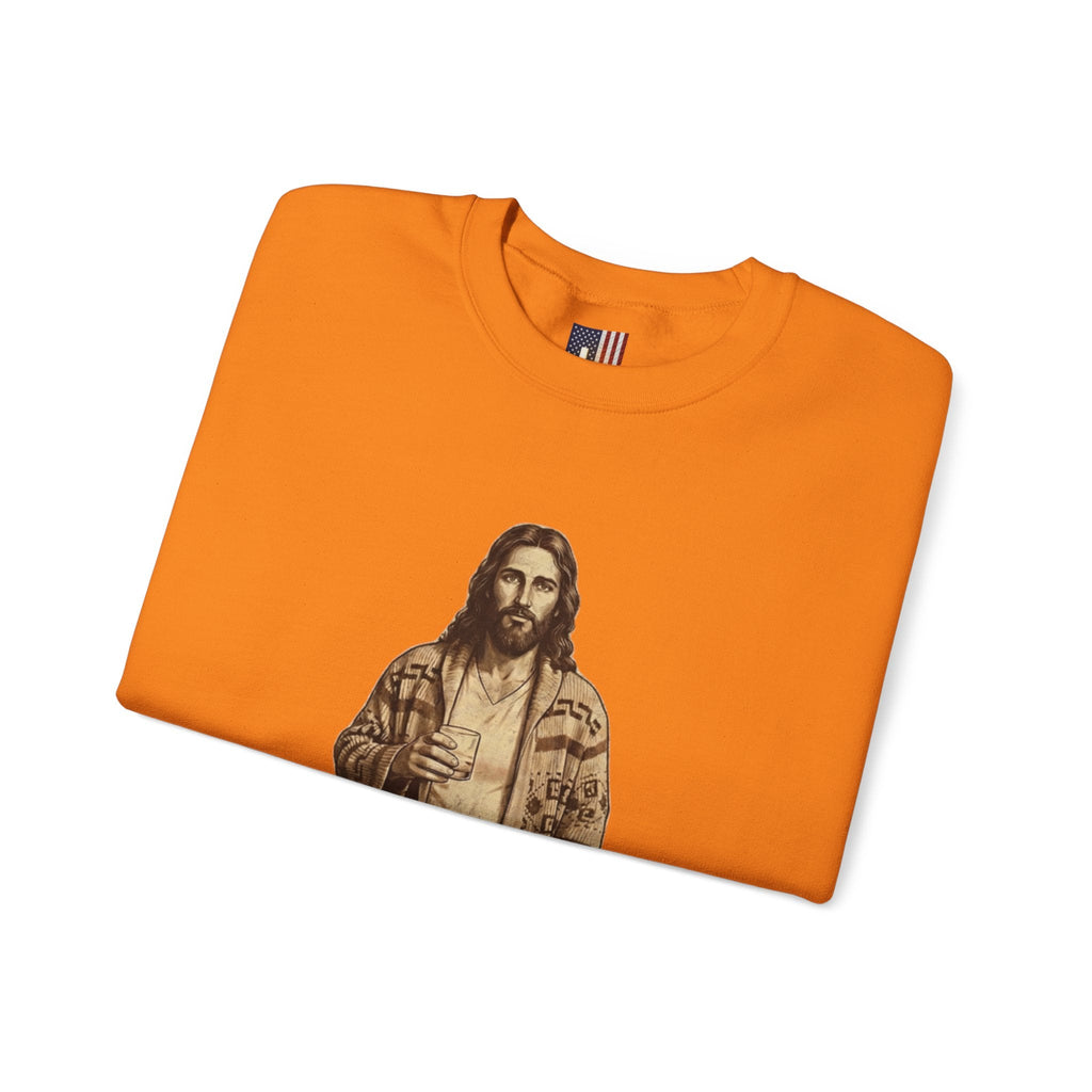 Abide Jesus Sweatshirt — Vintage 'The Dude' Religious Graphic Sweatshirt Printify
