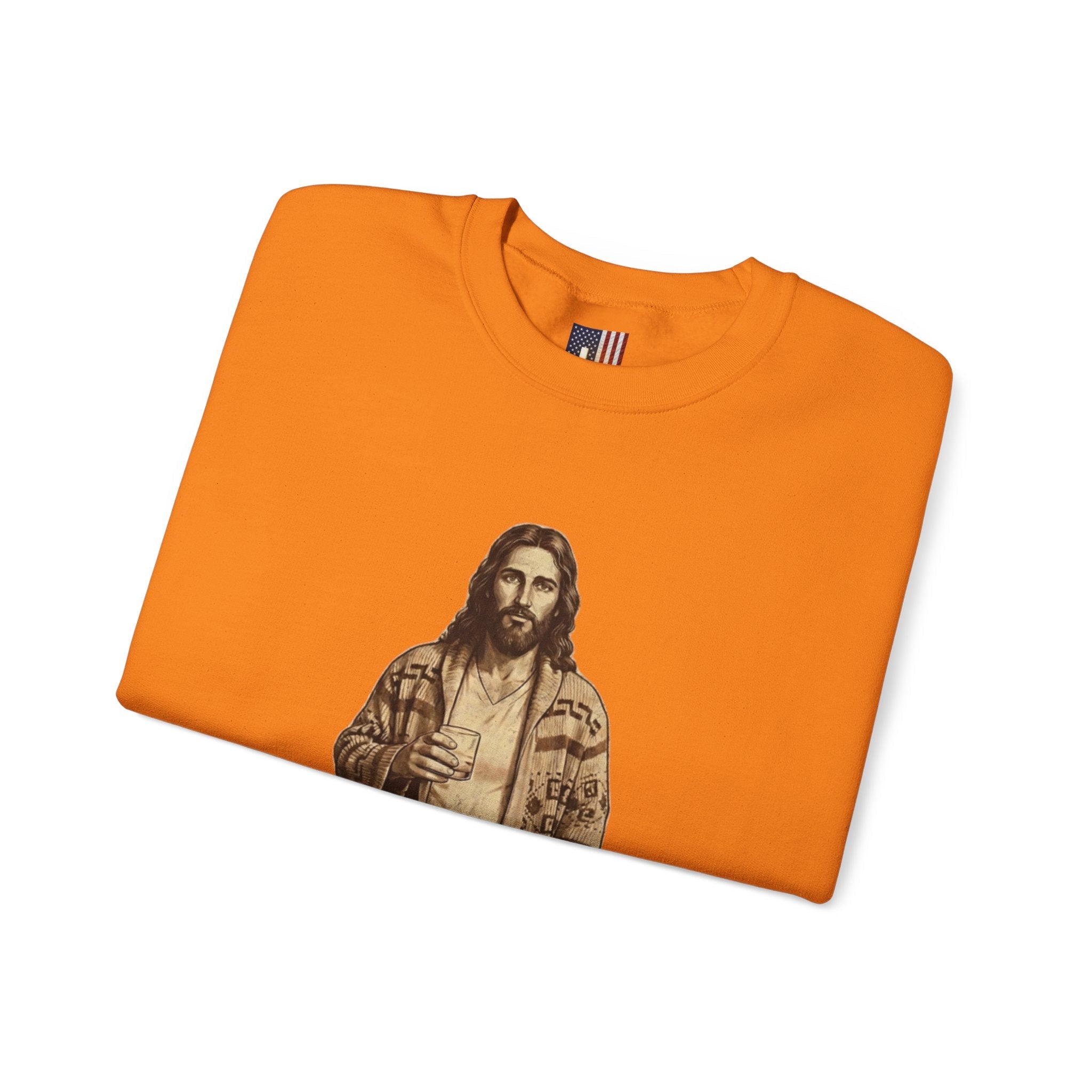 Abide Jesus Sweatshirt — Vintage 'The Dude' Religious Graphic Sweatshirt Printify