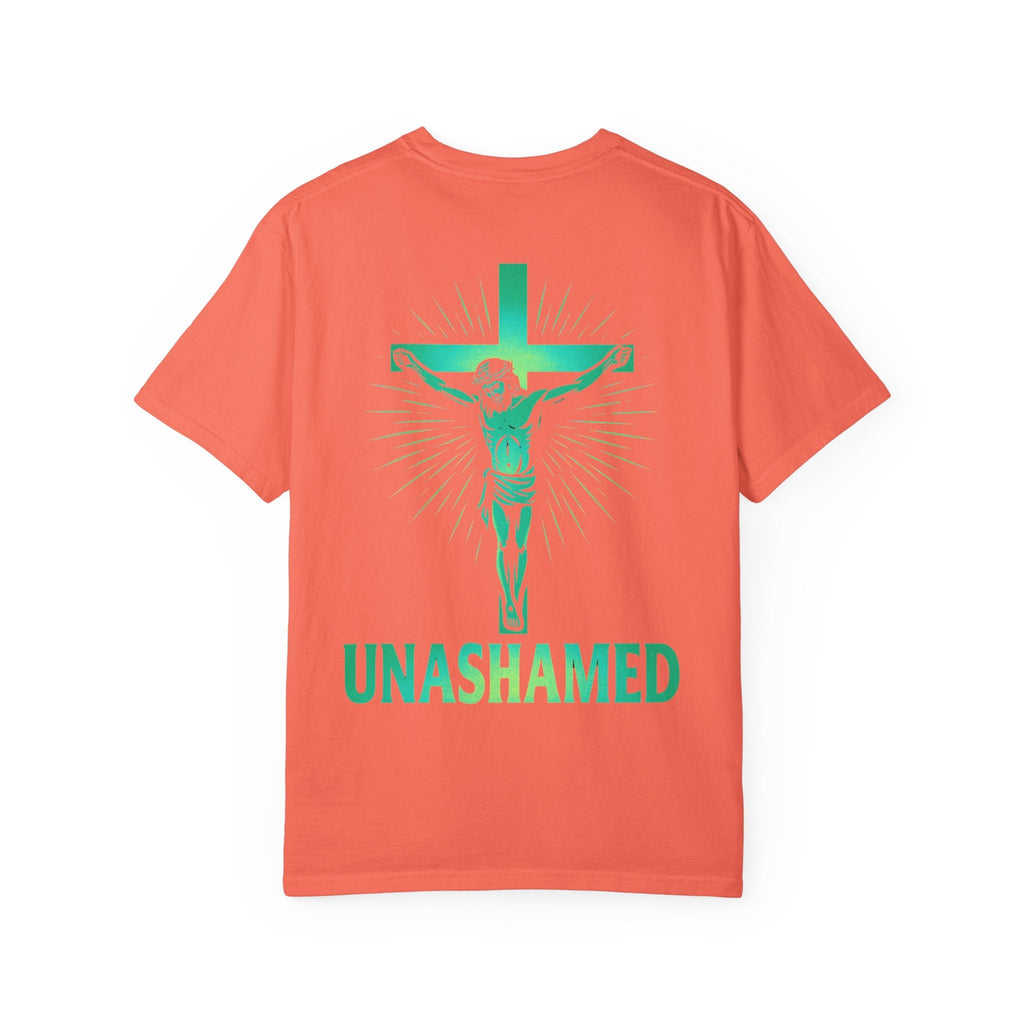 Unashamed T-shirt – Romans 1:16 Crucifixion Christian t-shirt for Bold Unwavering Faith Printify