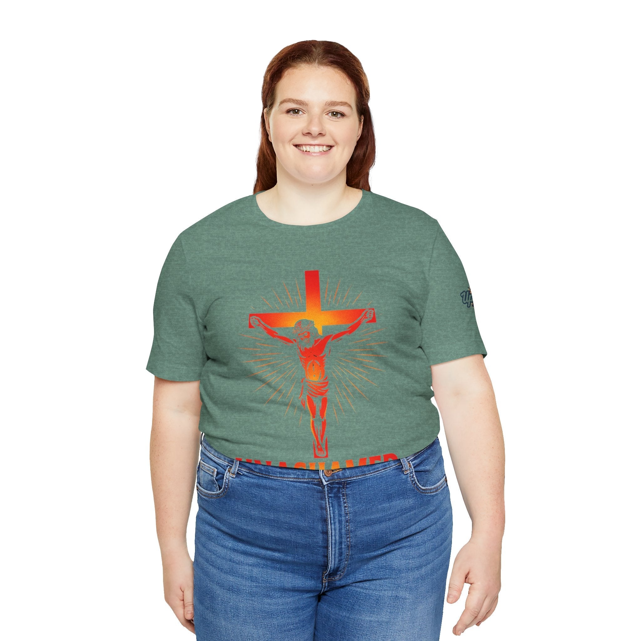 Unashamed T-shirt – Romans 1:16 Crucifixion Christian t-shirt for Bold Unwavering Faith Printify