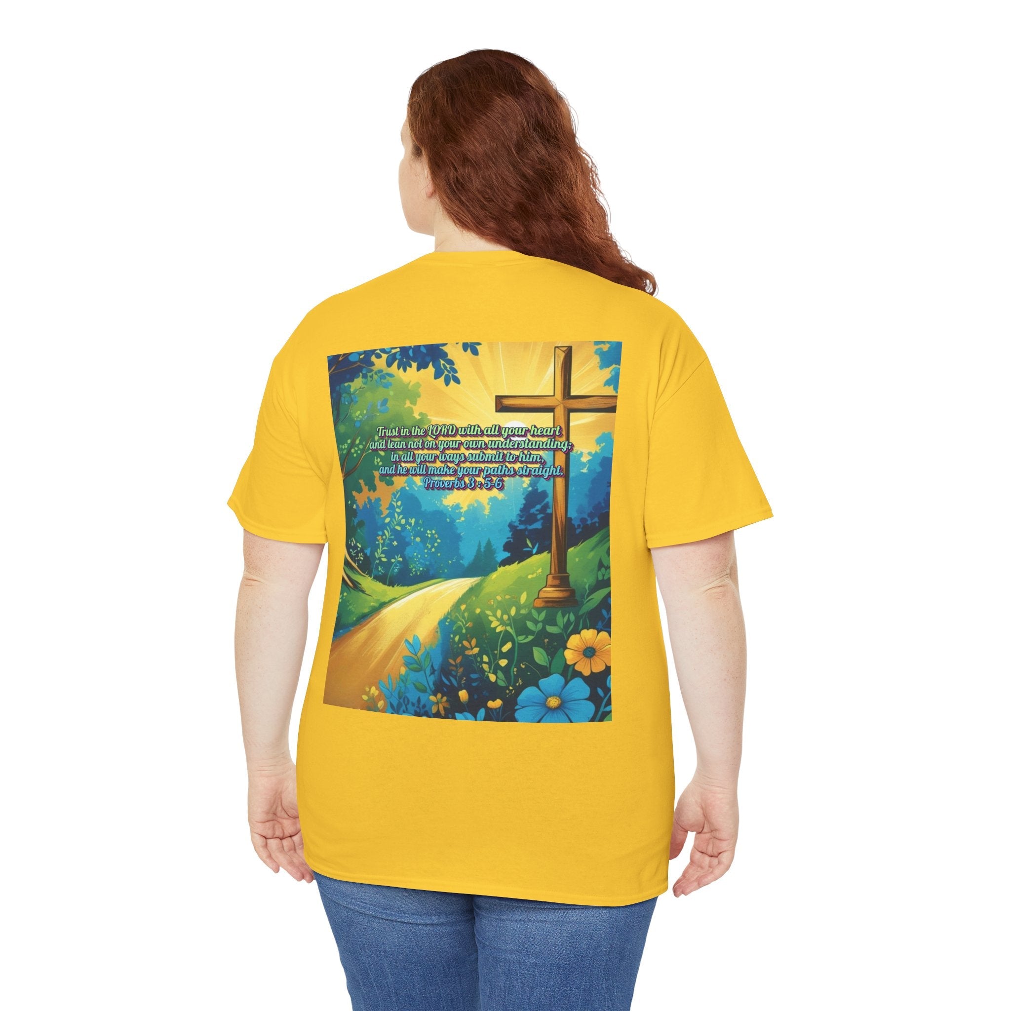 Trust in The Lord Proverbs 3:5-6 Biblical Design Unisex Heavy Cotton Tee Printify