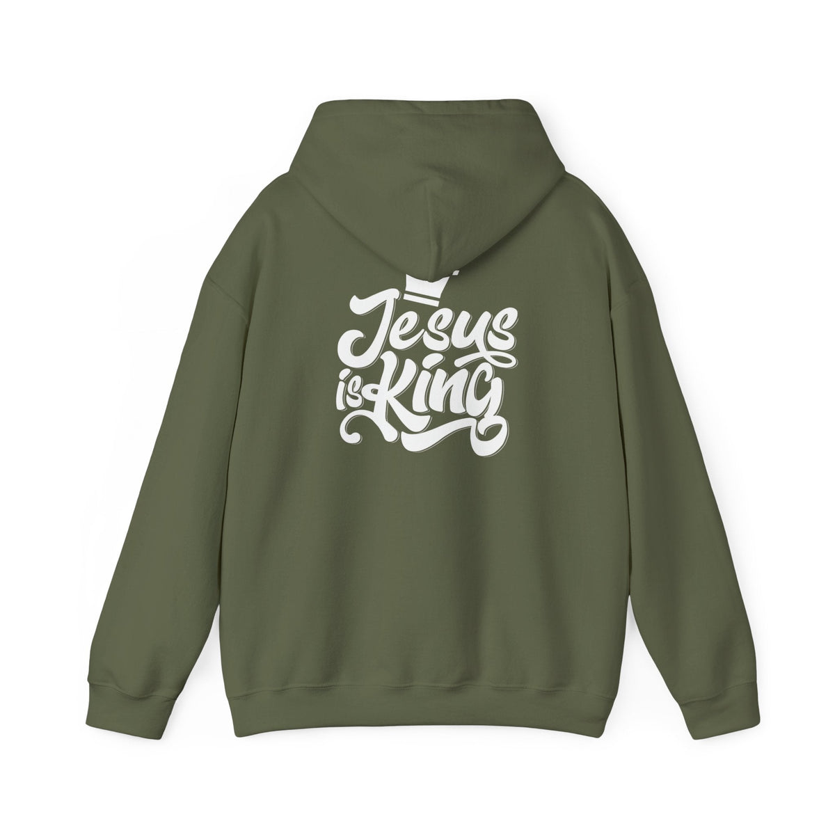 Jesus is King Hoodie – Bold Crown & Cross Christian Sweatshirt for Eternal Reign & Cozy Faith Printify