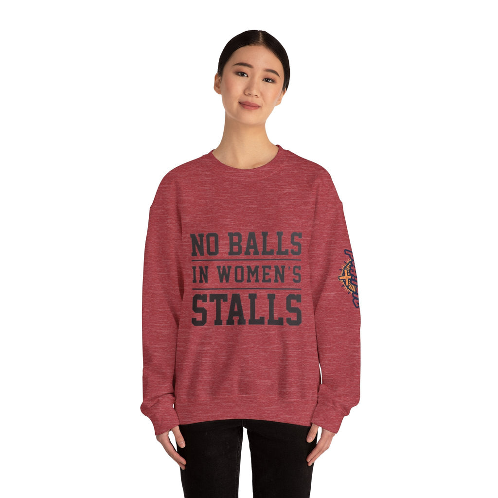 No Balls in Women's Stalls Crewneck Sweatshirt — Bold Statement Pullover Printify