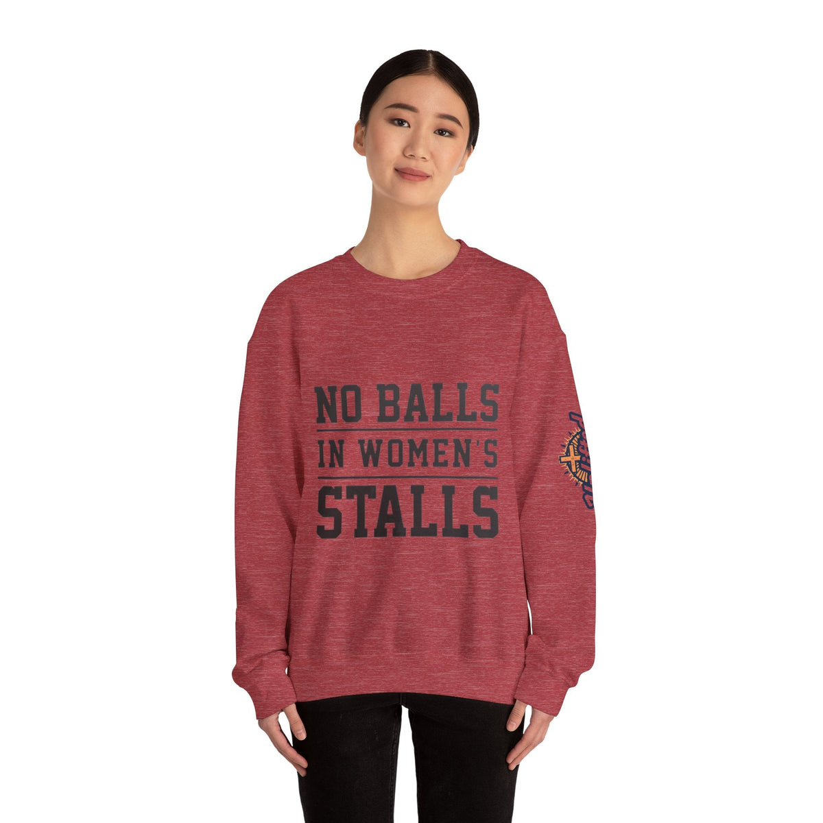 No Balls in Women's Stalls Crewneck Sweatshirt — Bold Statement Pullover Printify