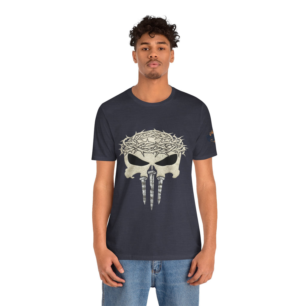 Christian Skull T-shirt - Crown of Thorns & Nails - Warrior Faith T-shirt Printify