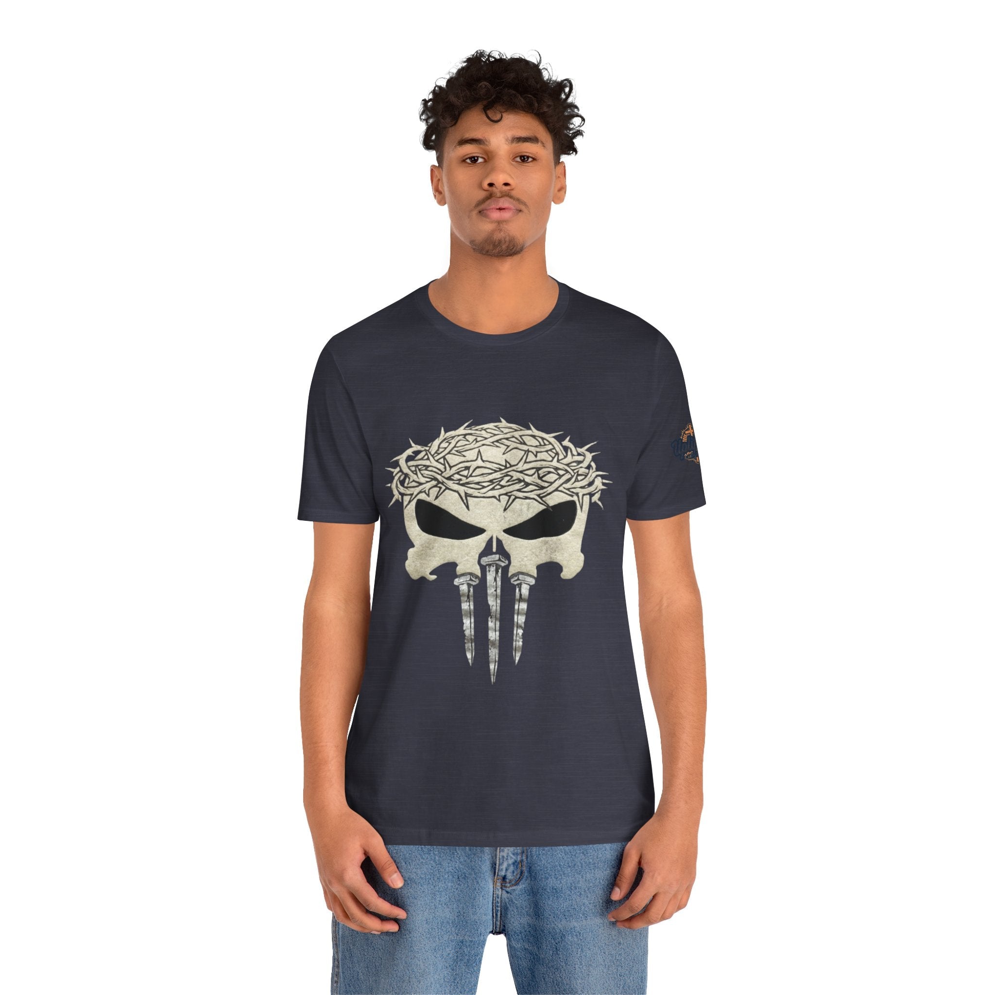 Christian Skull T-shirt - Crown of Thorns & Nails - Warrior Faith T-shirt Printify