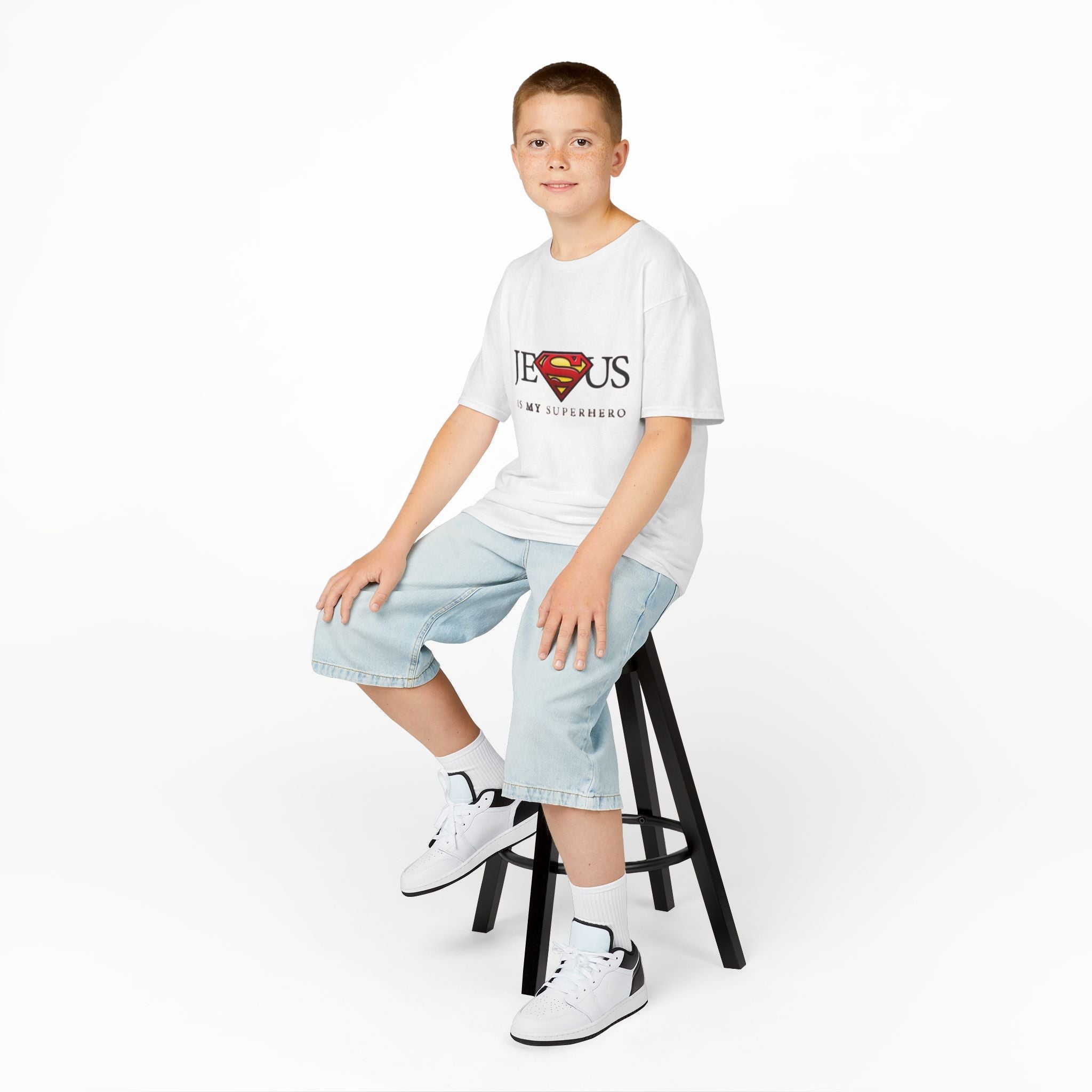Jesus Is My Superhero T-Shirt — Faith-Based Superman-Inspired Tee Printify