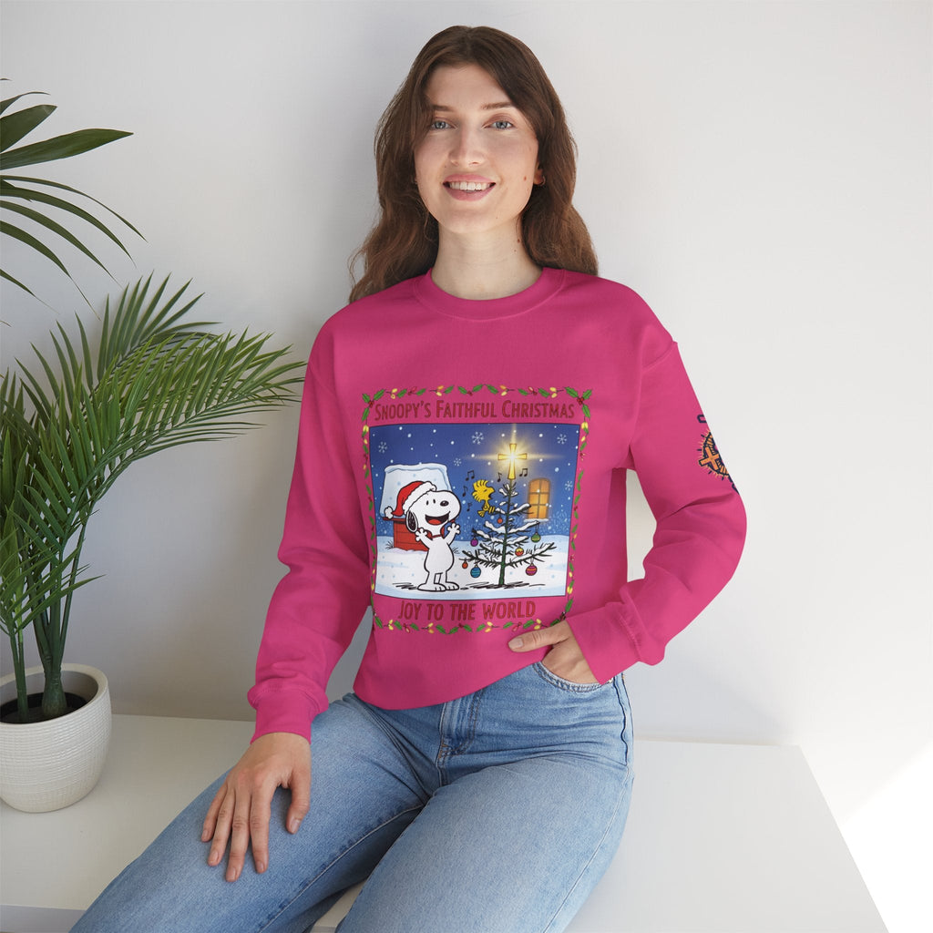 🎄 Faithful Christmas Friends – Christian Holiday Sweatshirt | Festive Tree & Cartoon Duo | Heartwarming Christmas Tee by Uplifted Gear Printify