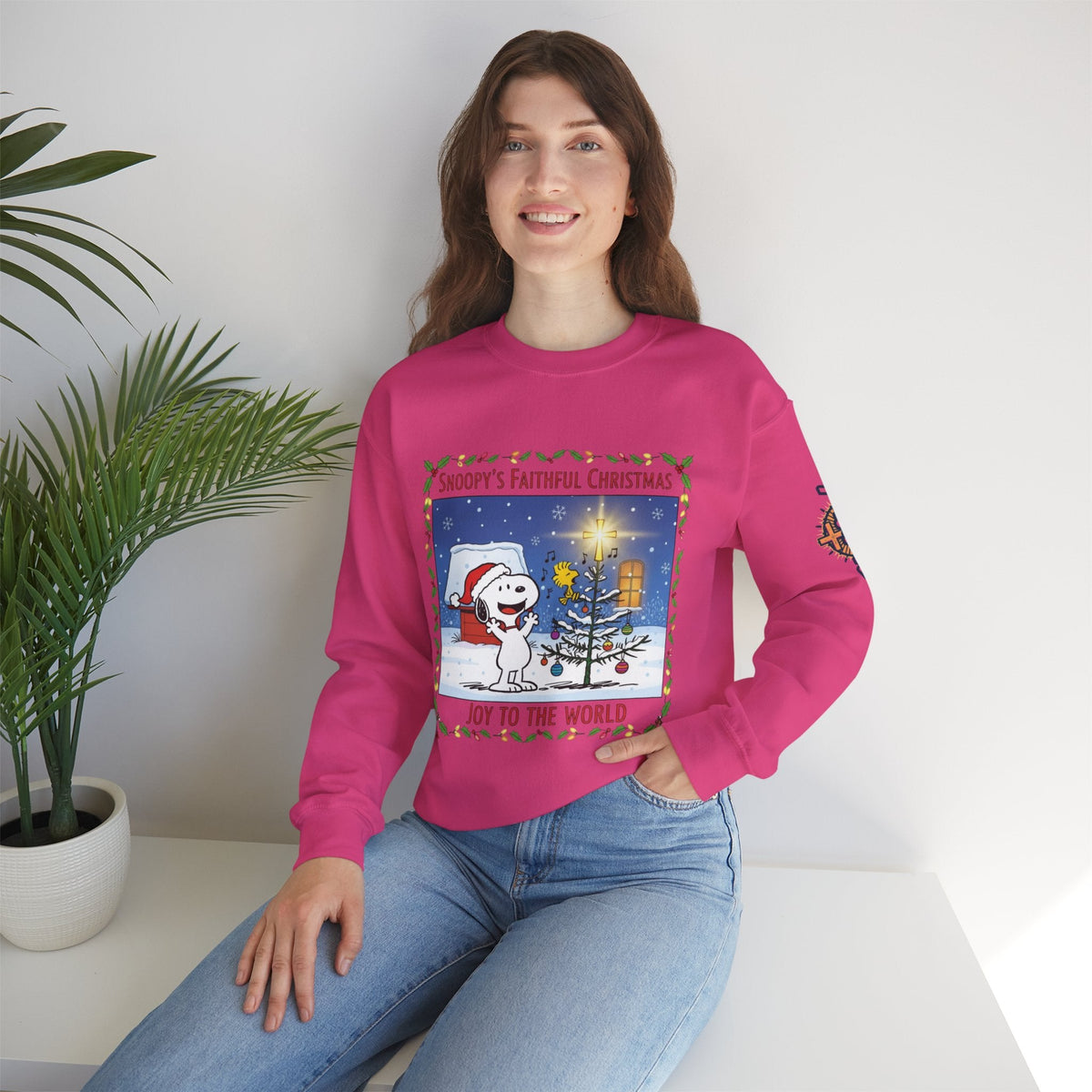 🎄 Faithful Christmas Friends – Christian Holiday Sweatshirt | Festive Tree & Cartoon Duo | Heartwarming Christmas Tee by Uplifted Gear Printify