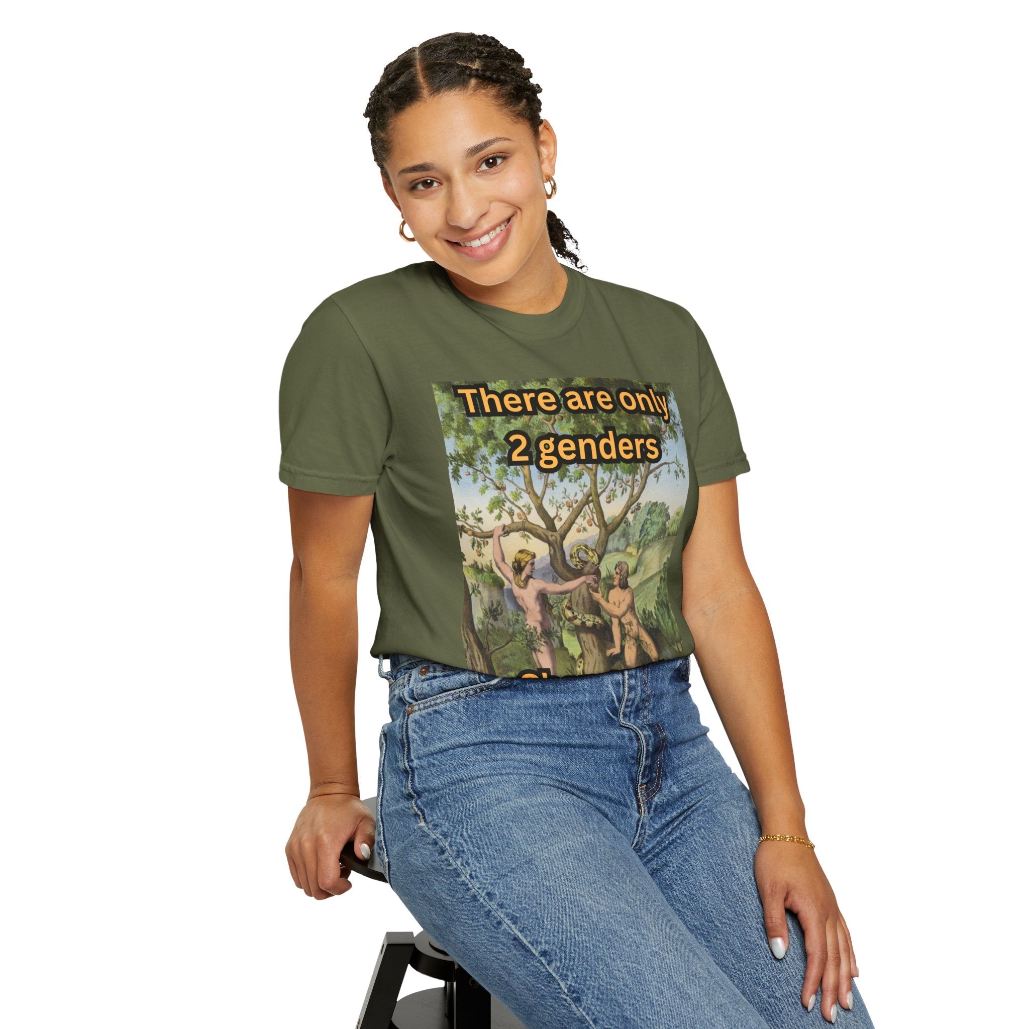 There Are Only 2 Genders T-Shirt – Adam & Eve Cross Christian Tee for Bold Faith Printify