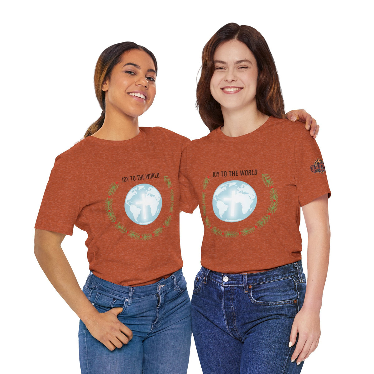 Joy to the World T-shirt – Wreath Earth Nativity Christian Christmas T-shirt for Isaiah 9:6 Holiday Faith & Festive Joy Printify