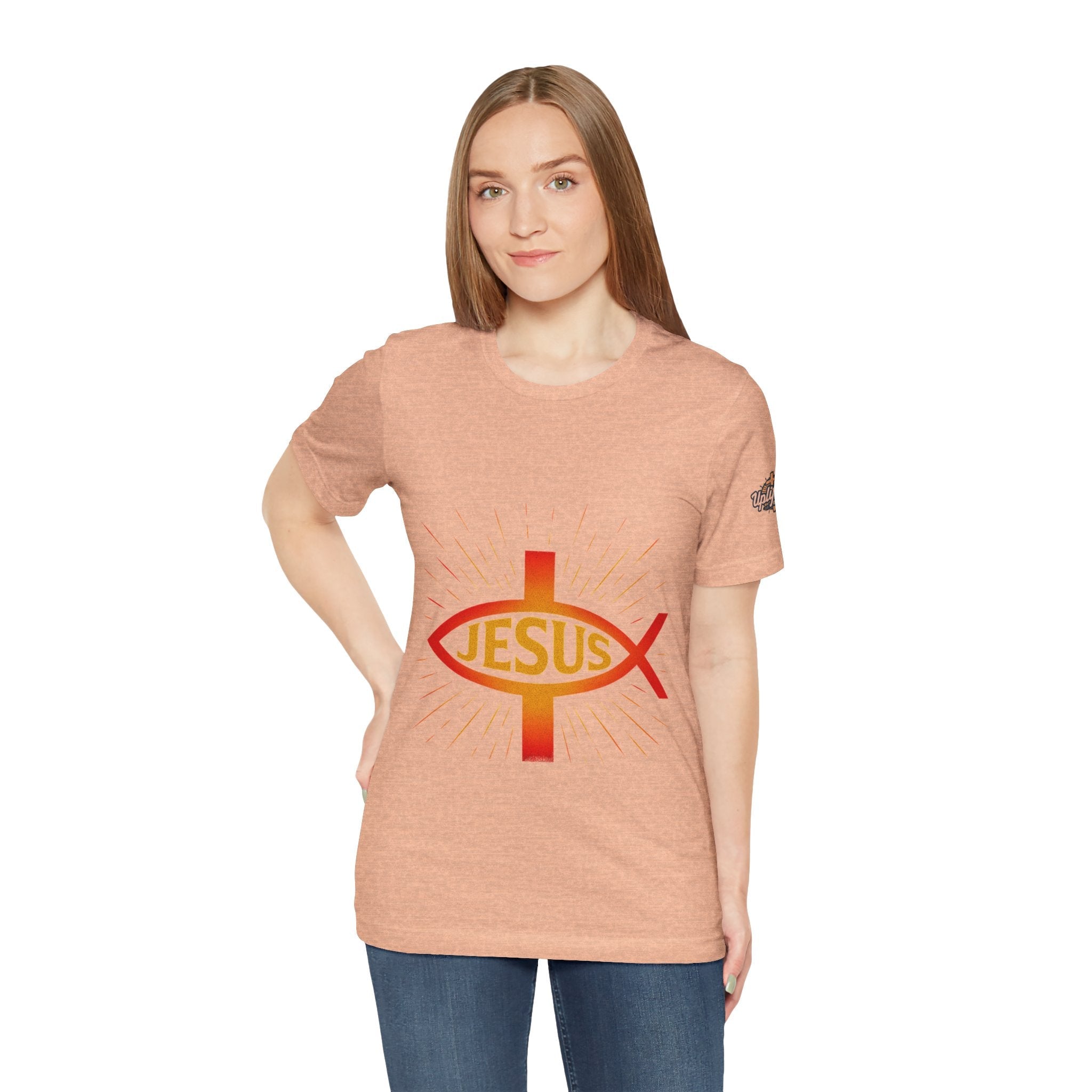 Jesus Ichthys T-shirt – Christian Fish Symbol with Cross & Jesus Inscription T-shirt for Eternal Faith & Streetwear Printify