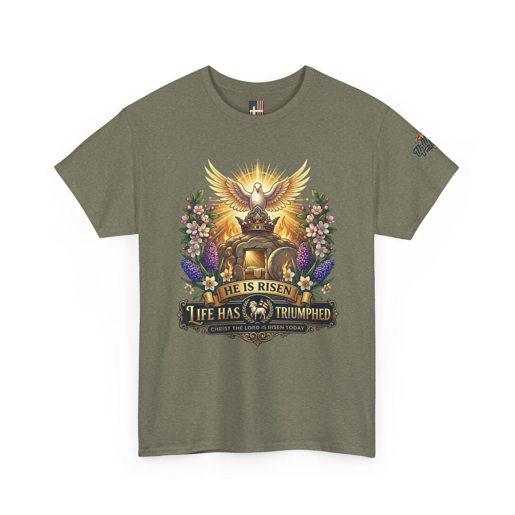 He Is Risen "Life Has Triumphed" T-Shirt — Easter Resurrection Christian Tee Printify