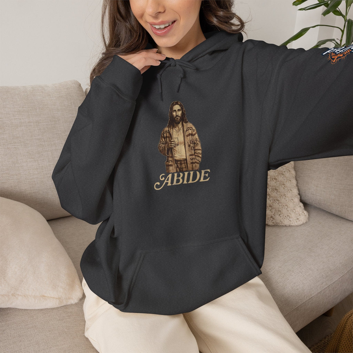 Abide Jesus Hoodie — Vintage 'The Dude' Religious Graphic Hoodie Printify
