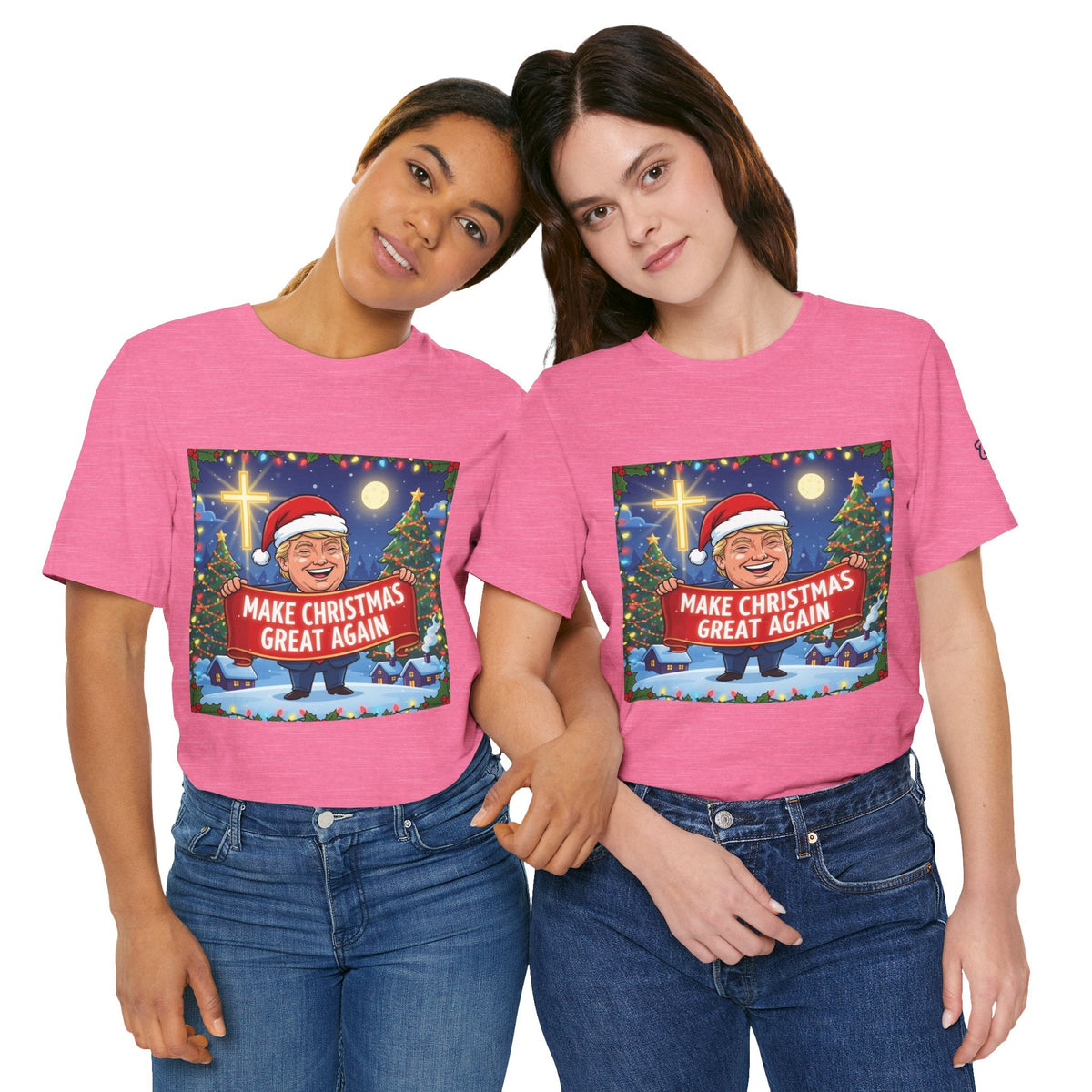 🎄 Make Christmas Great Again – Patriotic Christian Christmas T-Shirt | Bold Holiday Faith Tee | Red & White Banner Design | Uplifted Gear Printify