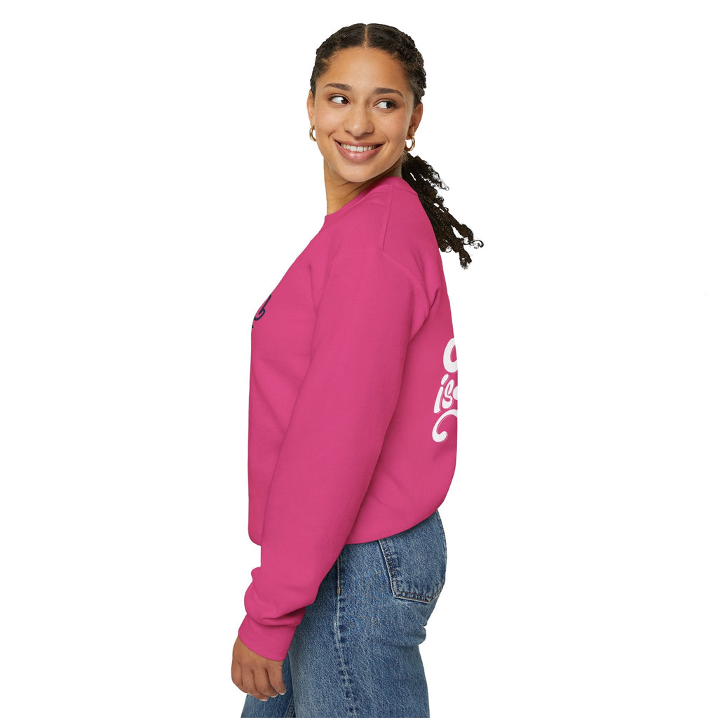 Jesus is King Sweatshirt – Bold Crown & Cross Christian Hoodie for Eternal Faith & Comfort Printify