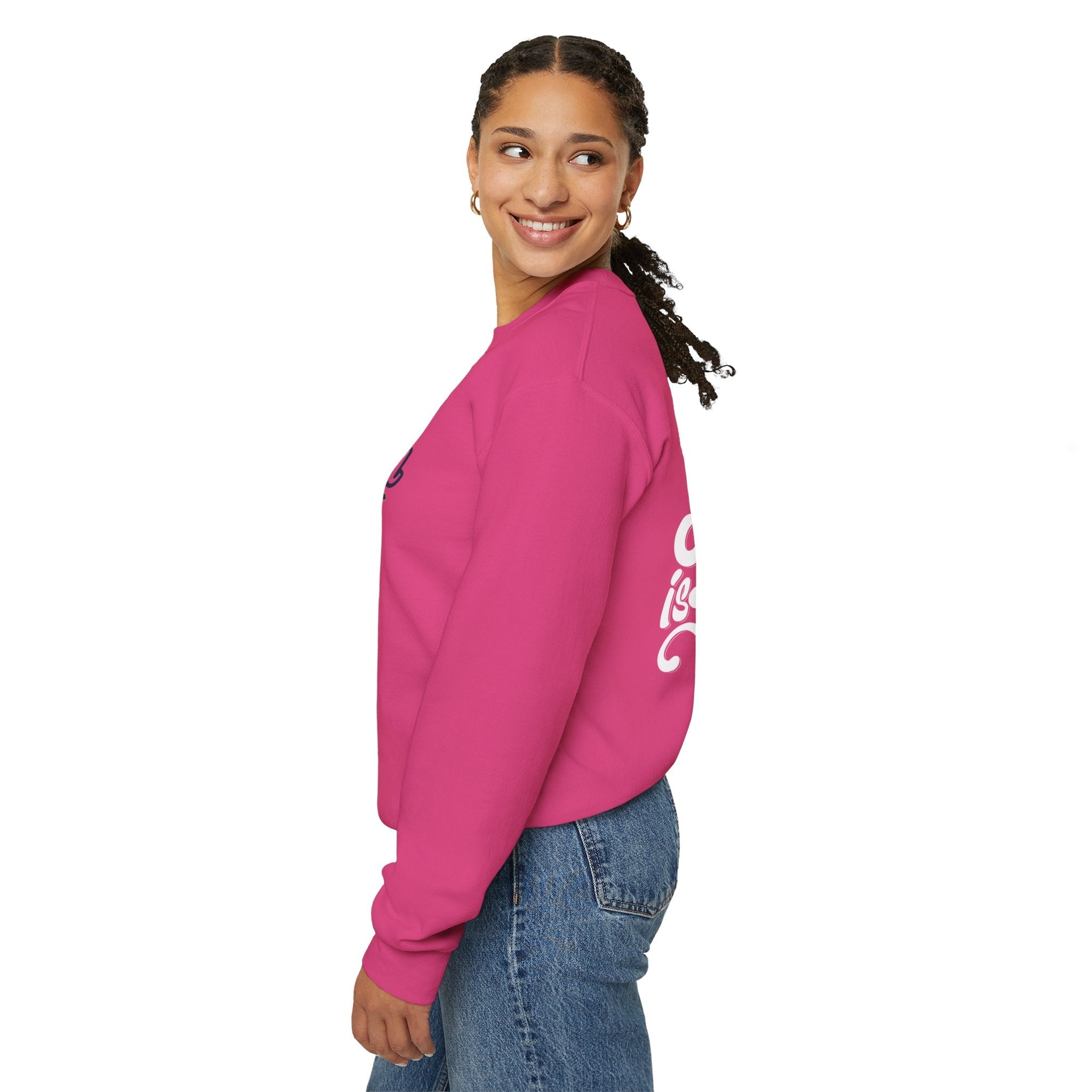 Jesus is King Sweatshirt – Bold Crown & Cross Christian Hoodie for Eternal Faith & Comfort Printify