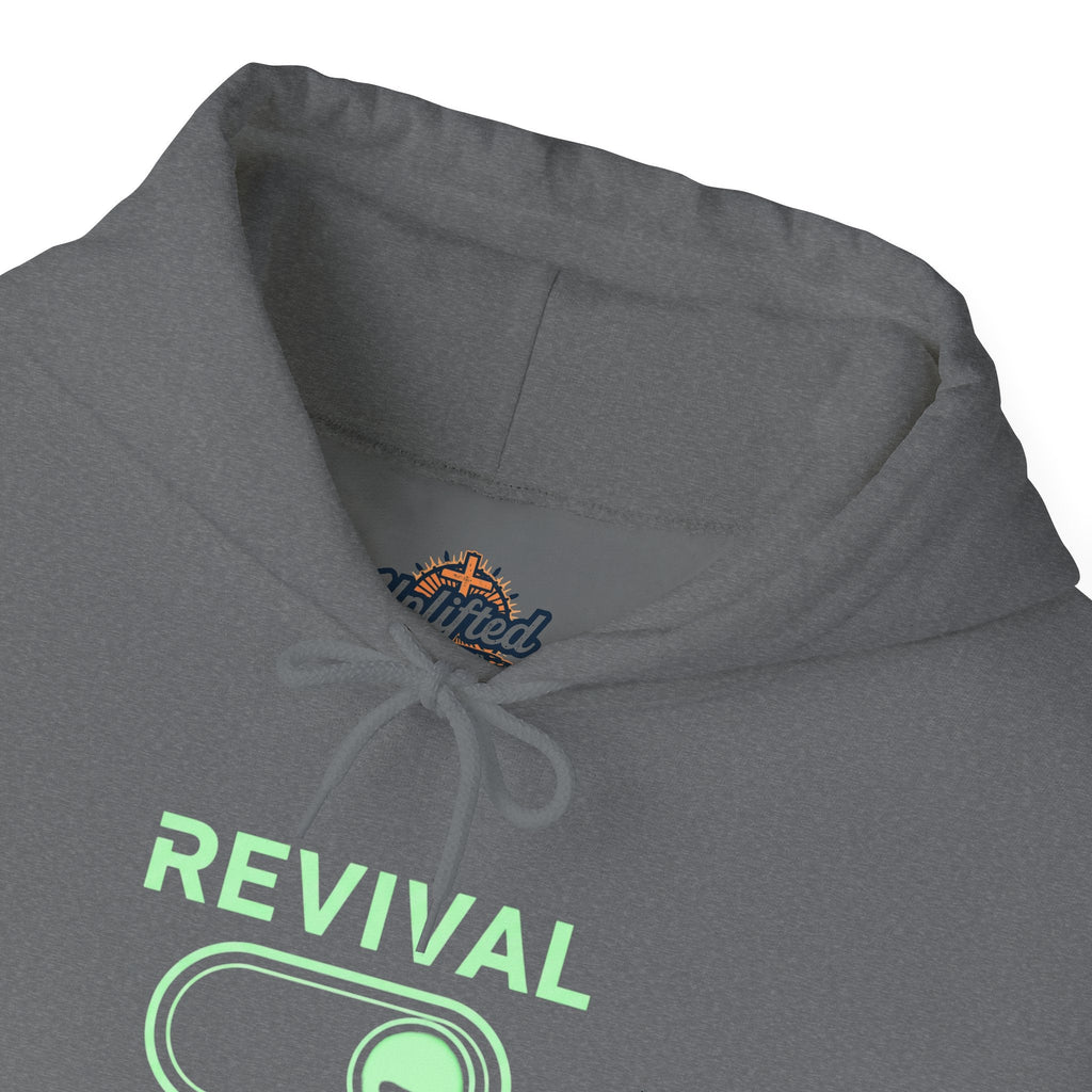 🔥 Revival Mode: ON – Christian Techwear Hoodie | Glowing Green Faith Switch | Futuristic Jesus Shirt | Activate Your Spiritual Awakening | Uplifted Gear Printify