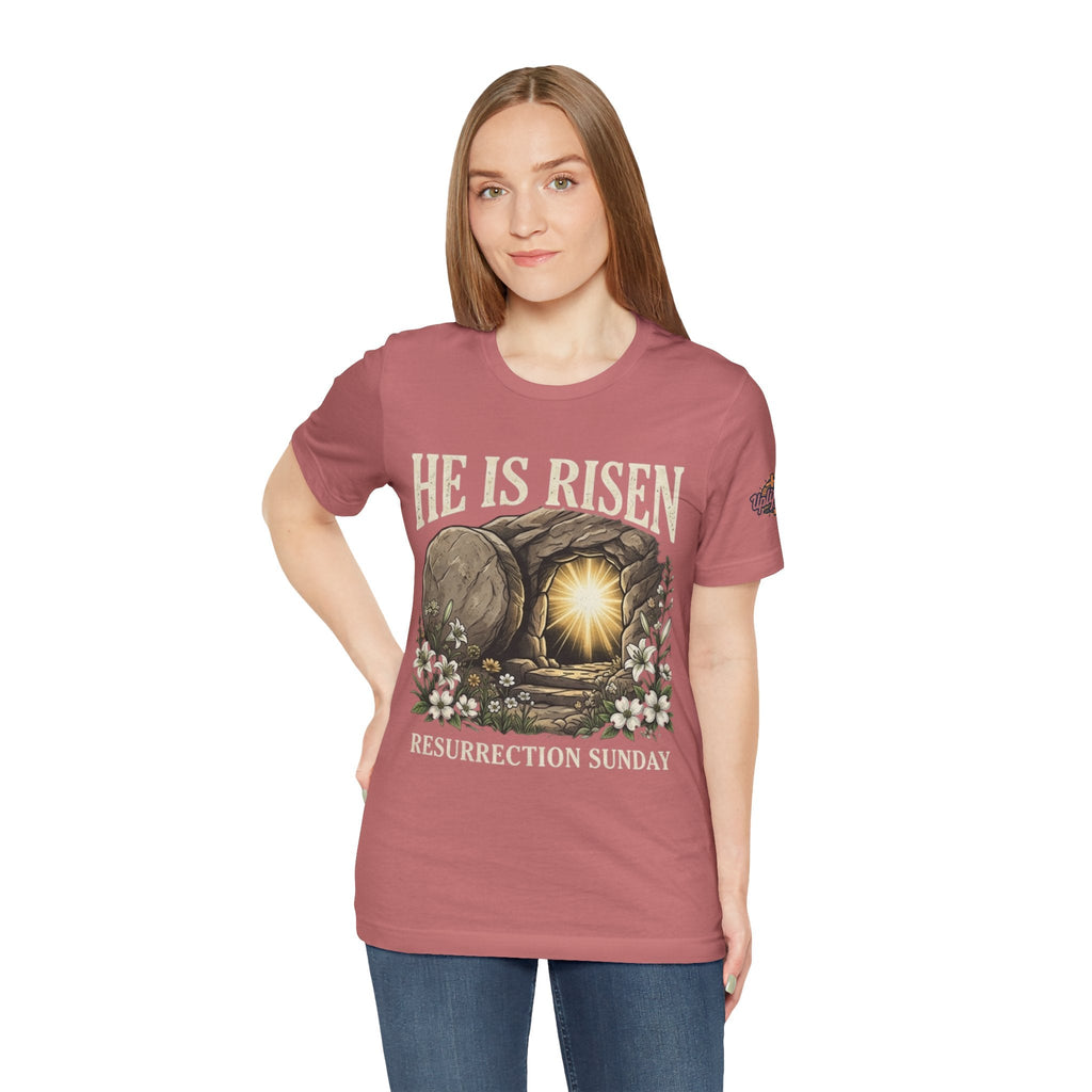 He Is Risen T-Shirt — Jesus Christ Resurrection Easter Tee Printify