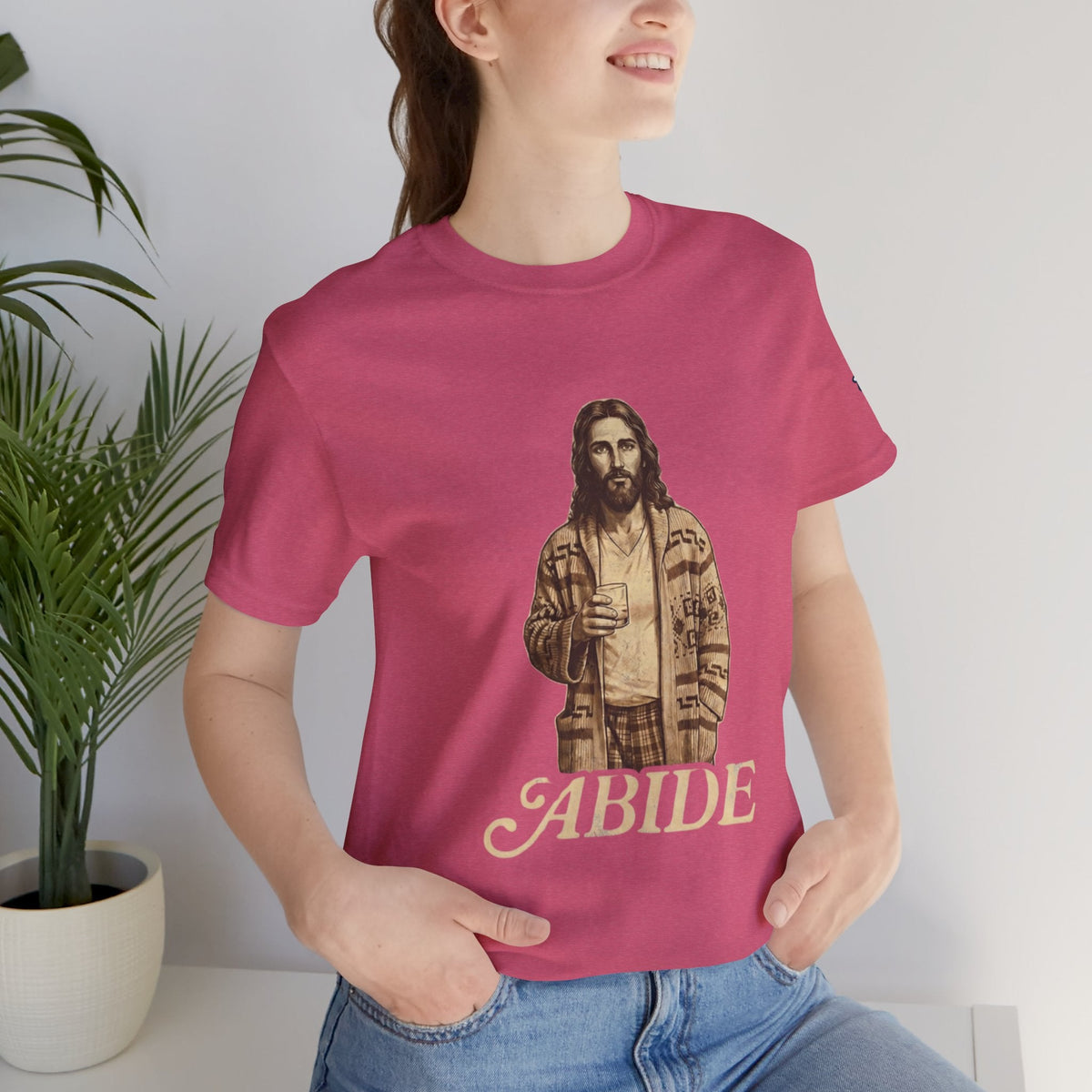 Abide Vintage Jesus Tee — "The Dude" Graphic Christian T-Shirt Printify