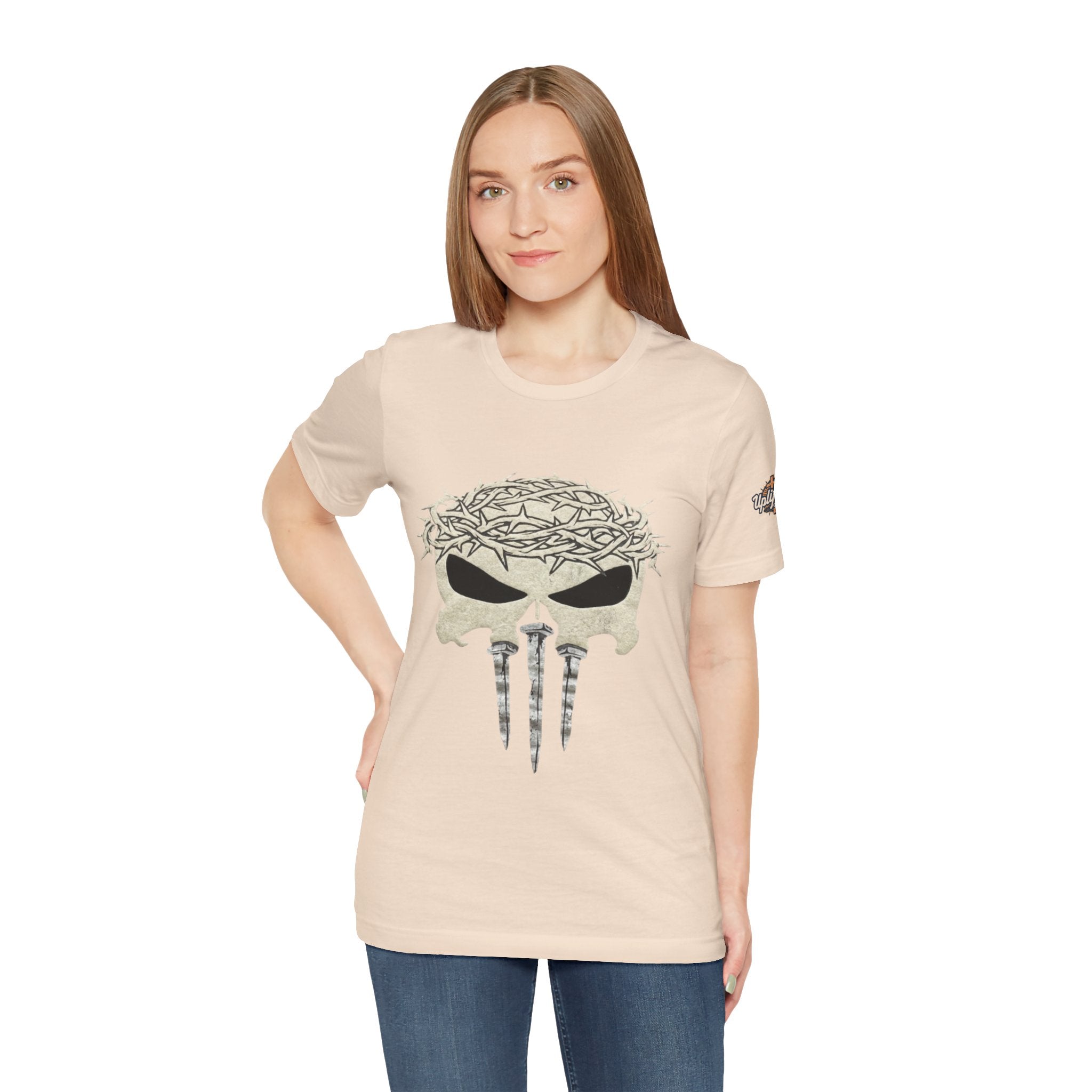 Christian Skull T-shirt - Crown of Thorns & Nails - Warrior Faith T-shirt Printify
