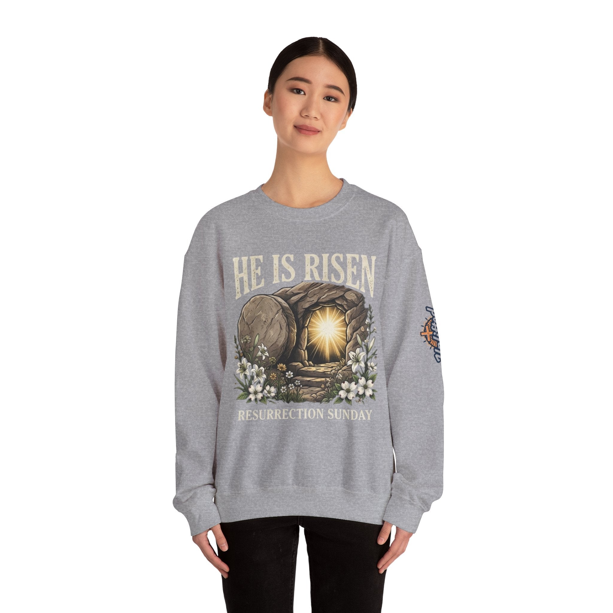 He Is Risen Sweatshirt — Jesus Christ Resurrection Easter Sweatshirt Printify