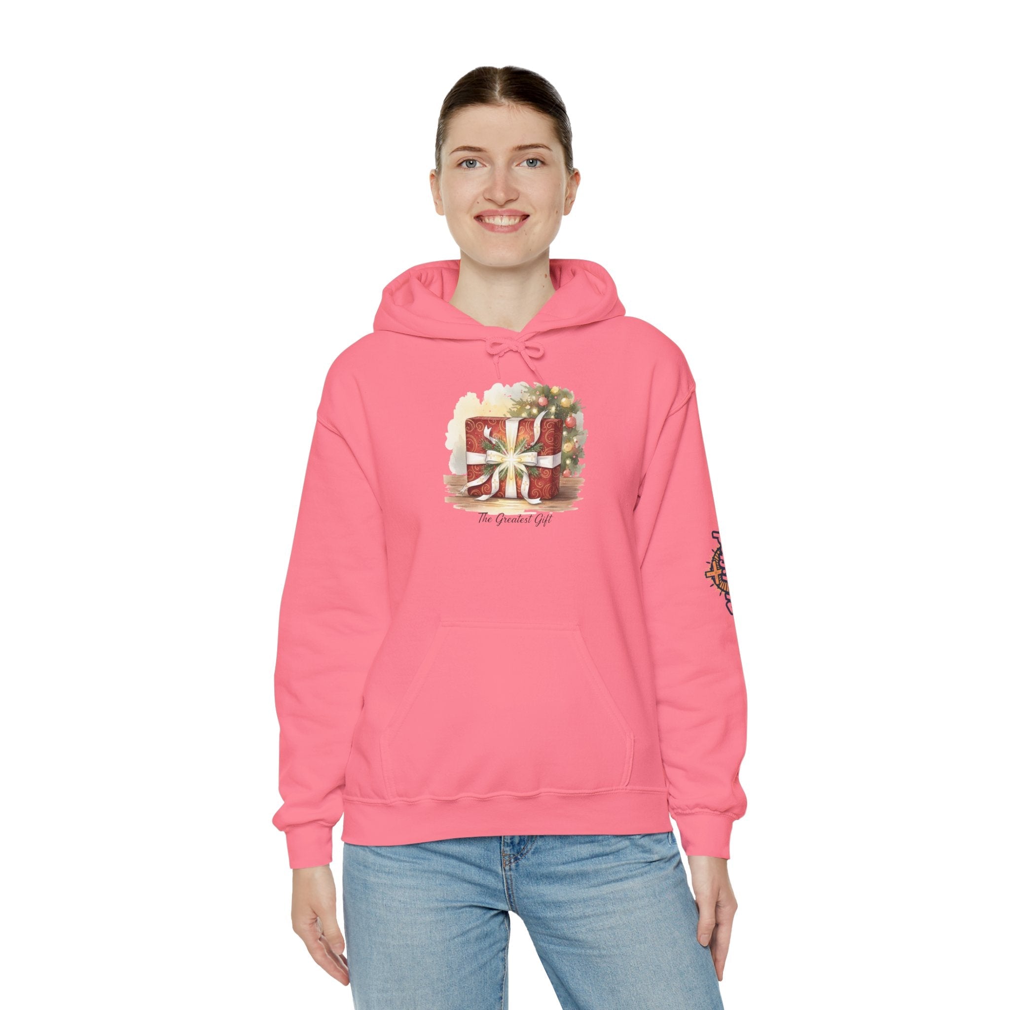 The Greatest Gift Hoodie – Cross Bow Present Christian Hoodie for Christmas Salvation & Eternal Faith Printify