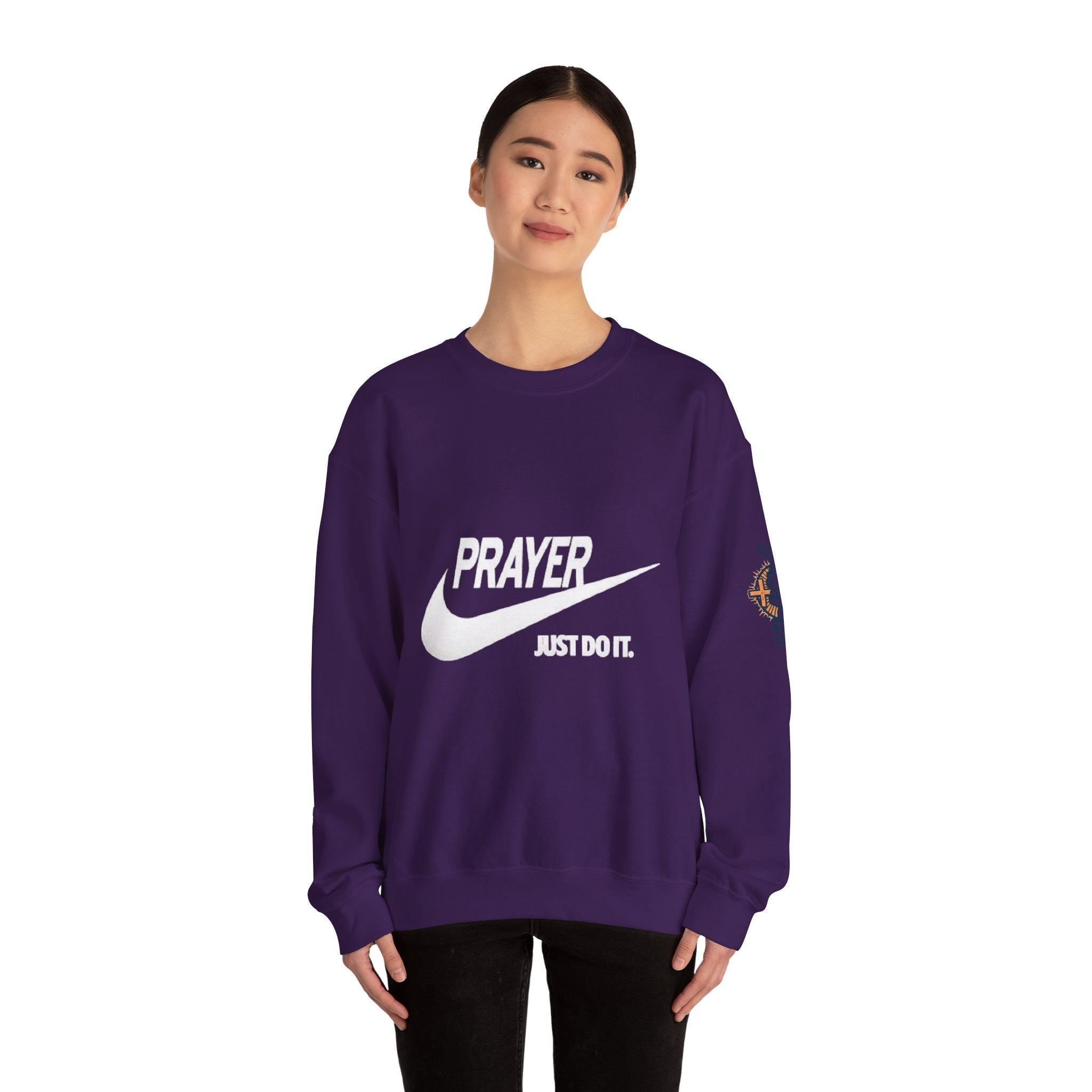 Prayer Just Do It Sweatshirt - Funny Christian Nike Parody Sweatshirt - Faith Gear Printify