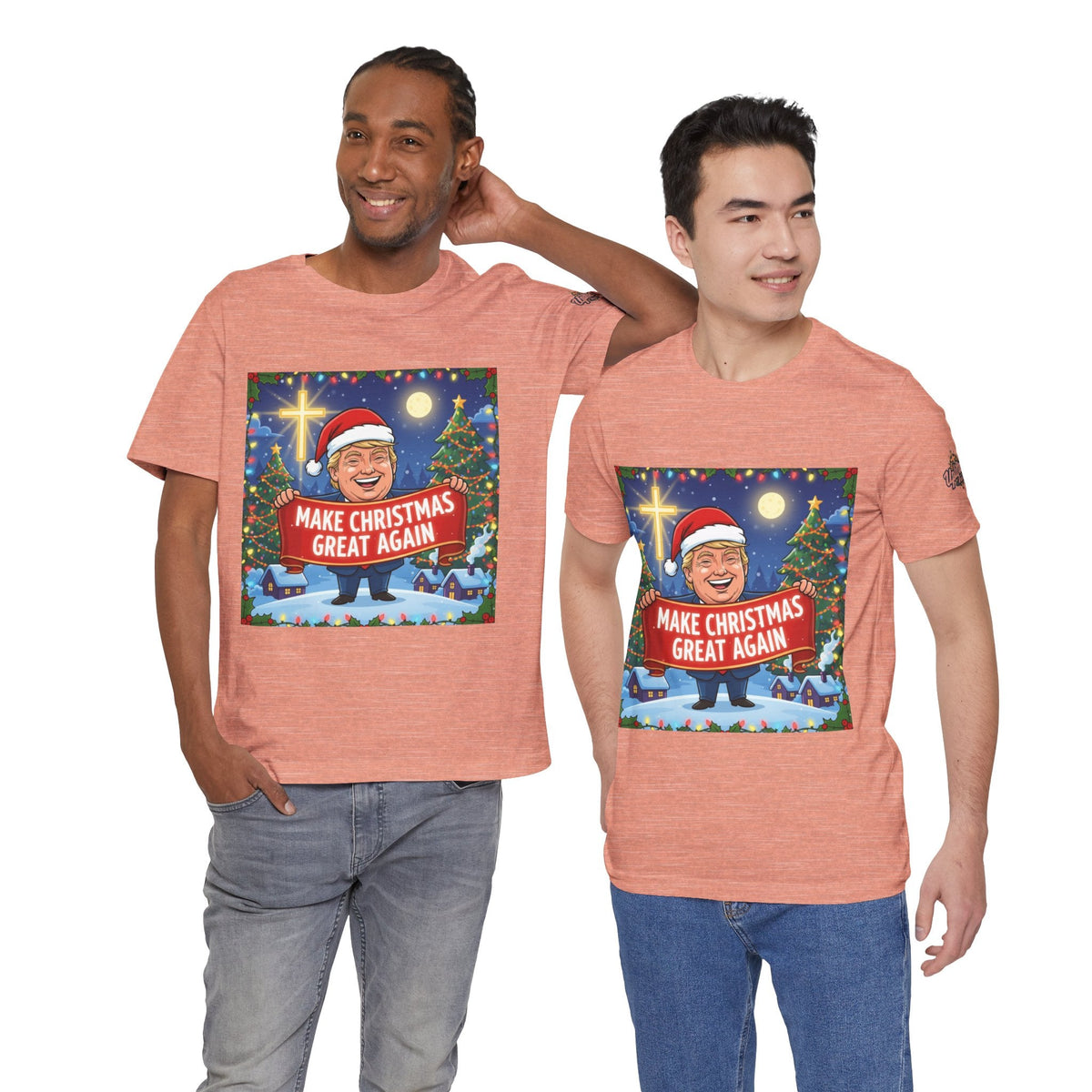 🎄 Make Christmas Great Again – Patriotic Christian Christmas T-Shirt | Bold Holiday Faith Tee | Red & White Banner Design | Uplifted Gear Printify