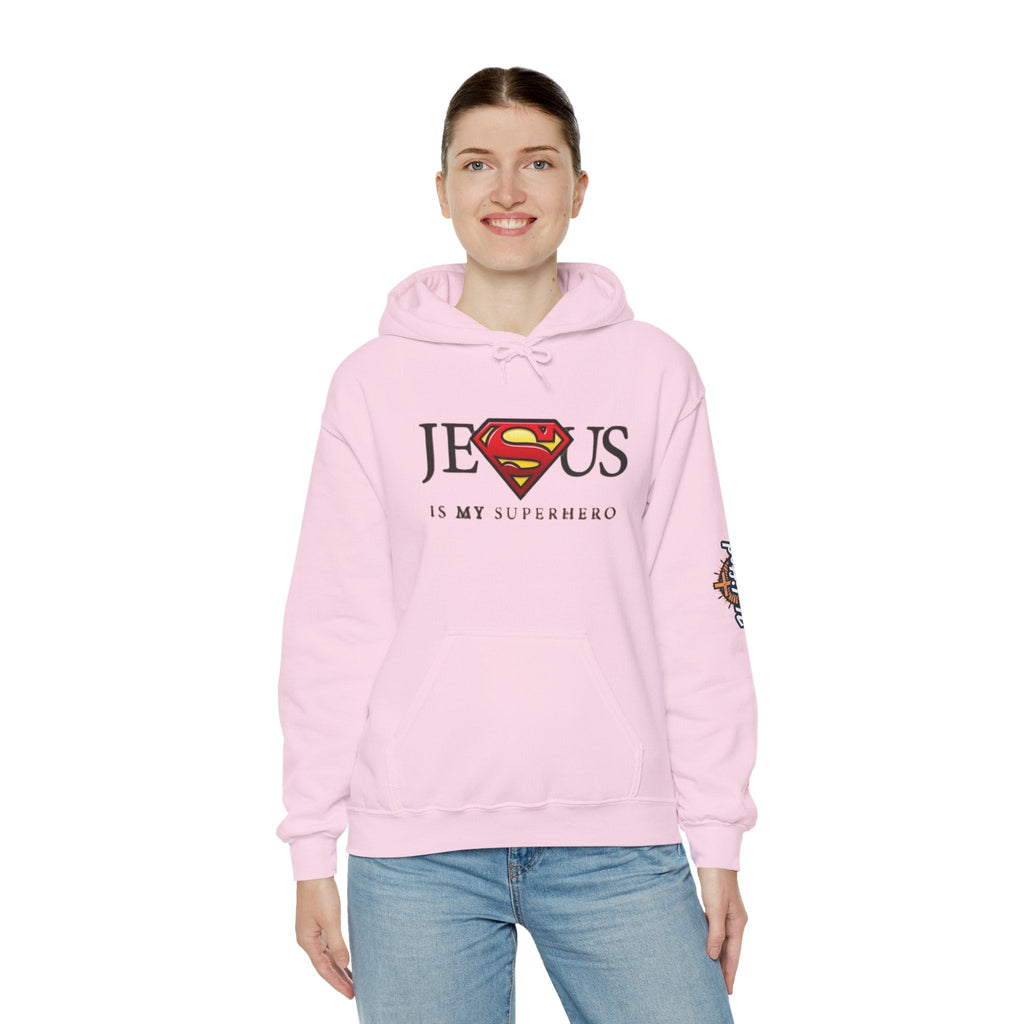 Jesus Is My Superhero Hoodie — Christian Faith Graphic Pullover Printify