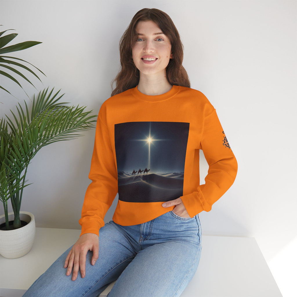3 Wise Men Sweatshirt – Magi Camels Nativity Journey Christian Christmas Sweatshirt for Epiphany Faith & Holy Night Printify