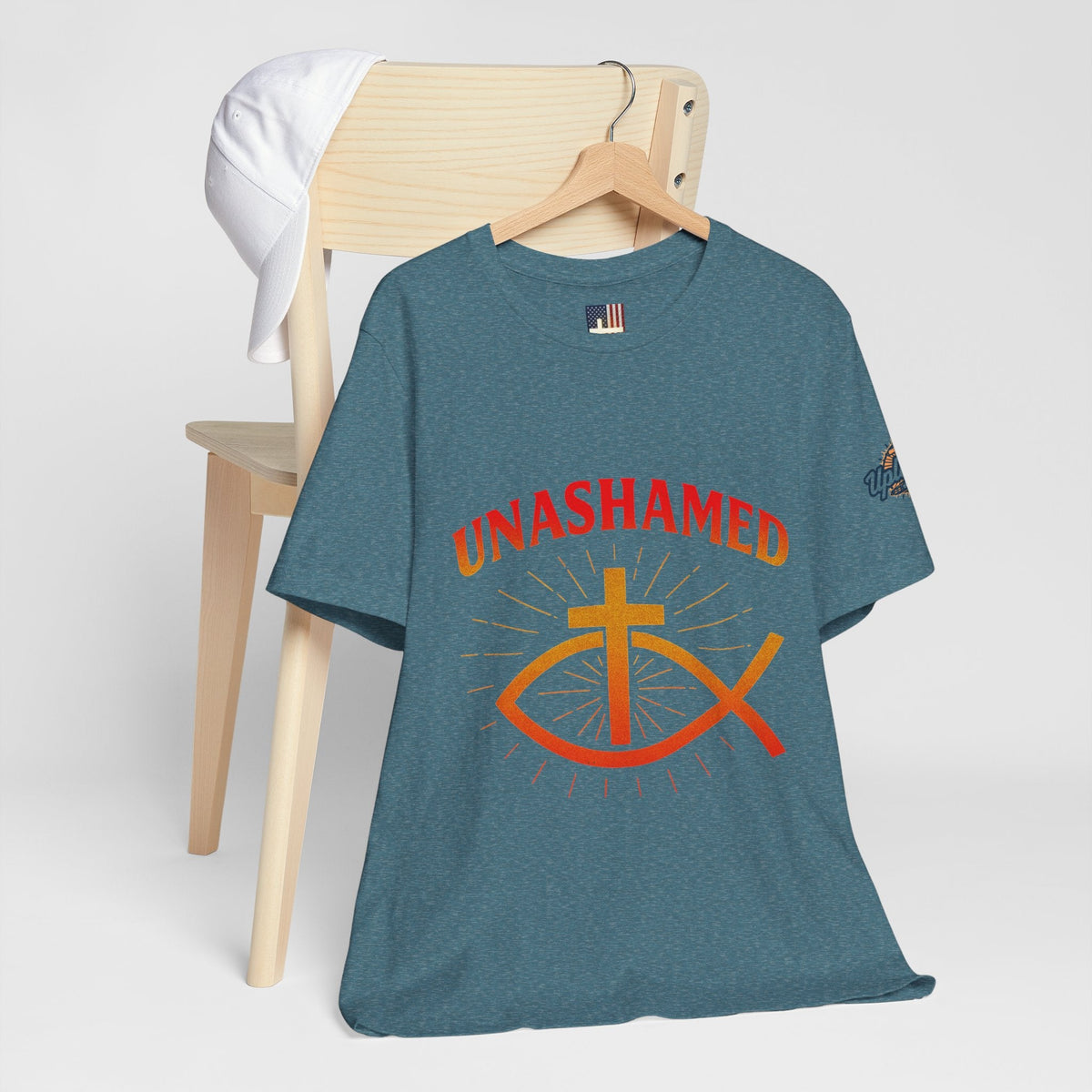Unashamed T-shirt – Ichthys Jesus Fish & Cross Christian T-shirt for Romans 1:16 Bold Faith Printify
