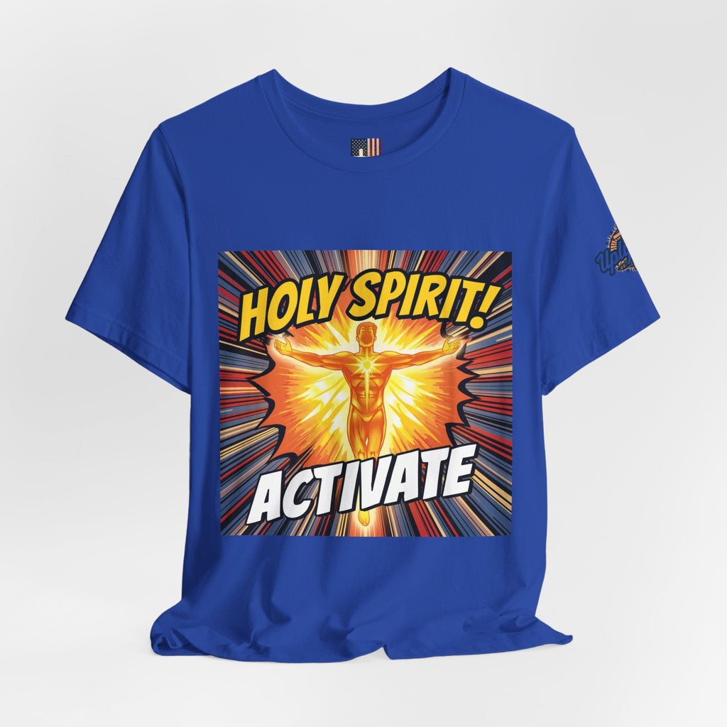 Holy Spirit Activate T-shirt – Superhero Christian T-shirt with Vibrant Power-Up Design for Faith-Fueled Boldness Printify