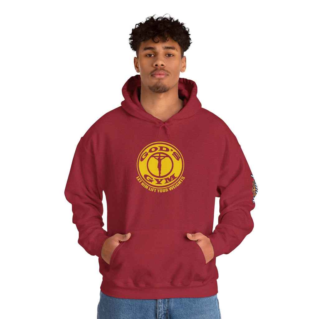God's Gym Hoodie — "Let Him Lift Your Weights" Christian Fitness Hoodie Printify