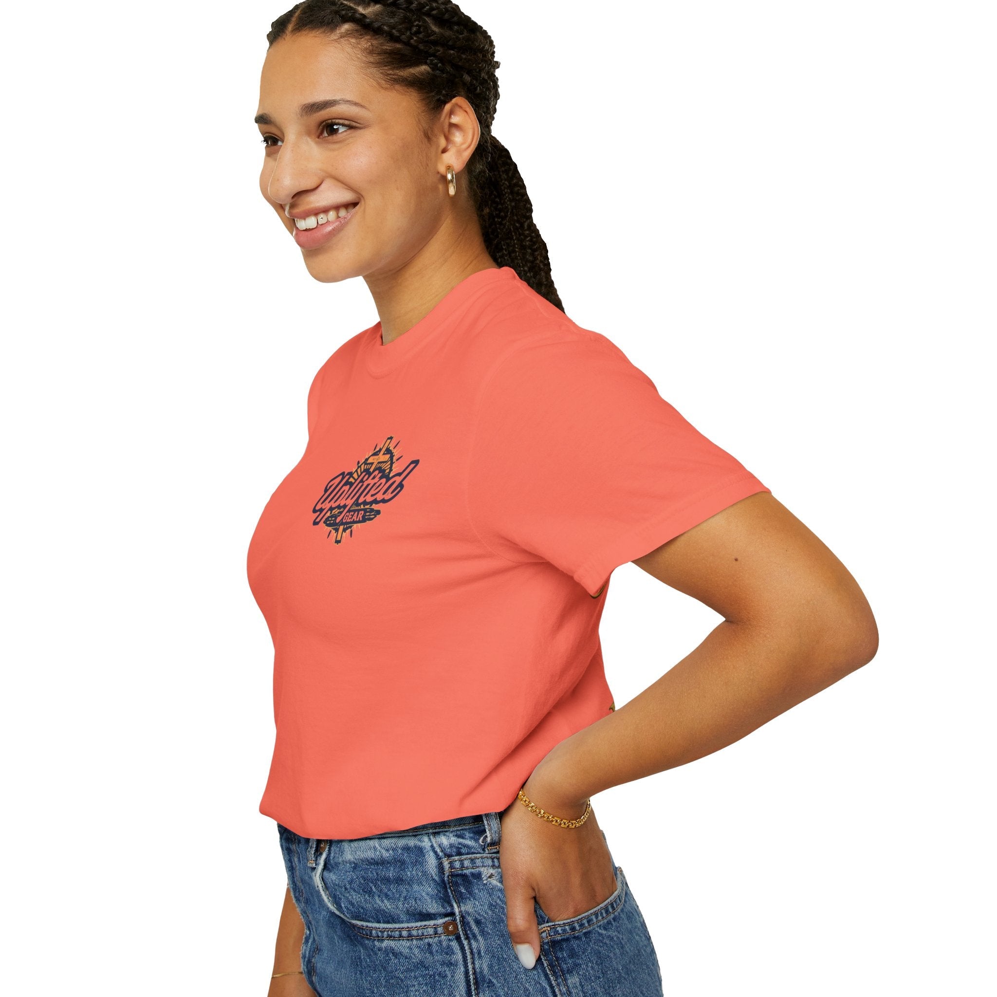 ✨ Chosen. Loved. Redeemed. – Elegant Christian T-Shirt | Gold Foil Faith Tee | Subtle Cross & Heart Design | Inspirational Bible Verse Apparel by Uplifted Gear Printify